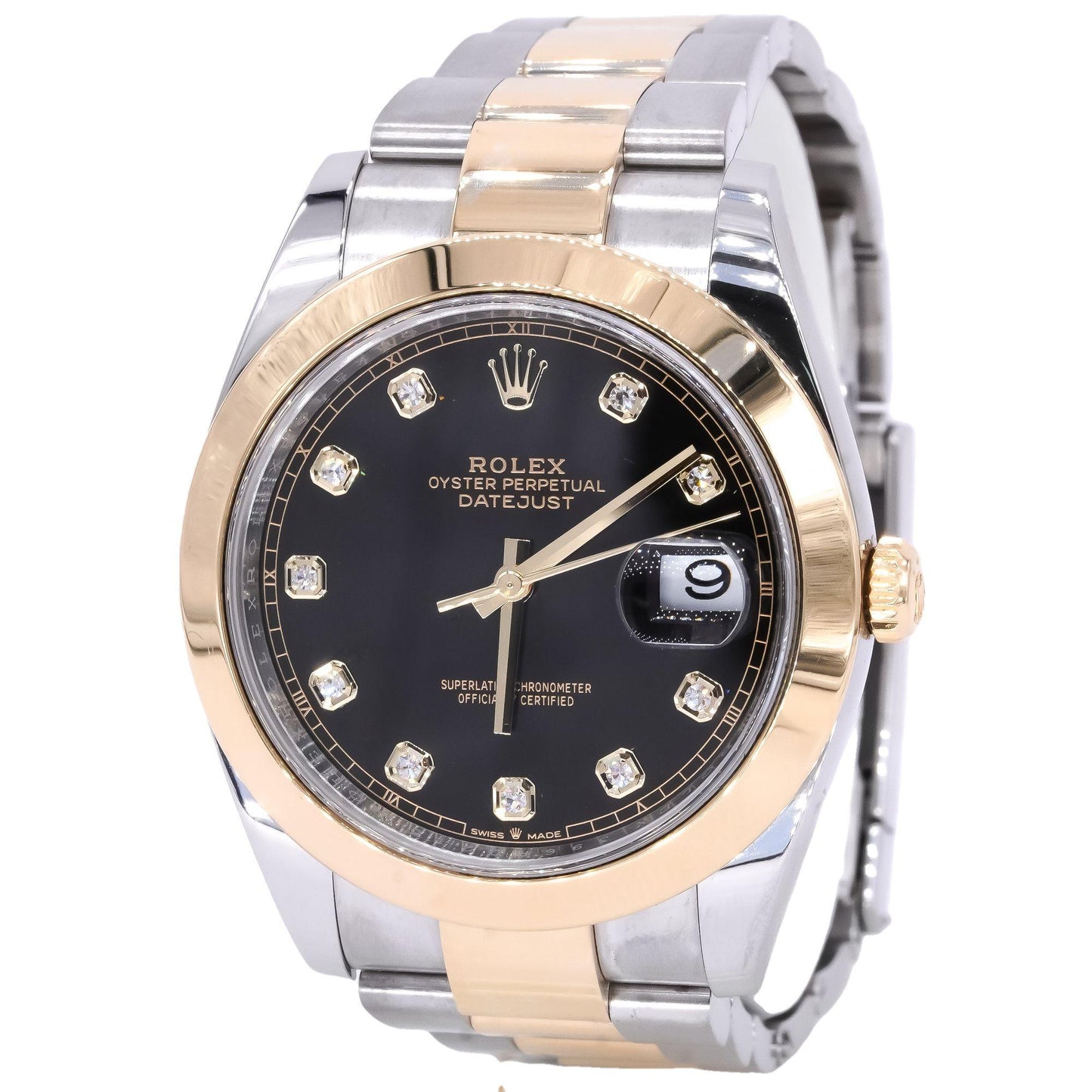 2023 Rolex DateJust 126303 Stainless 18k Gold Black Diamond Dial Men's Watch