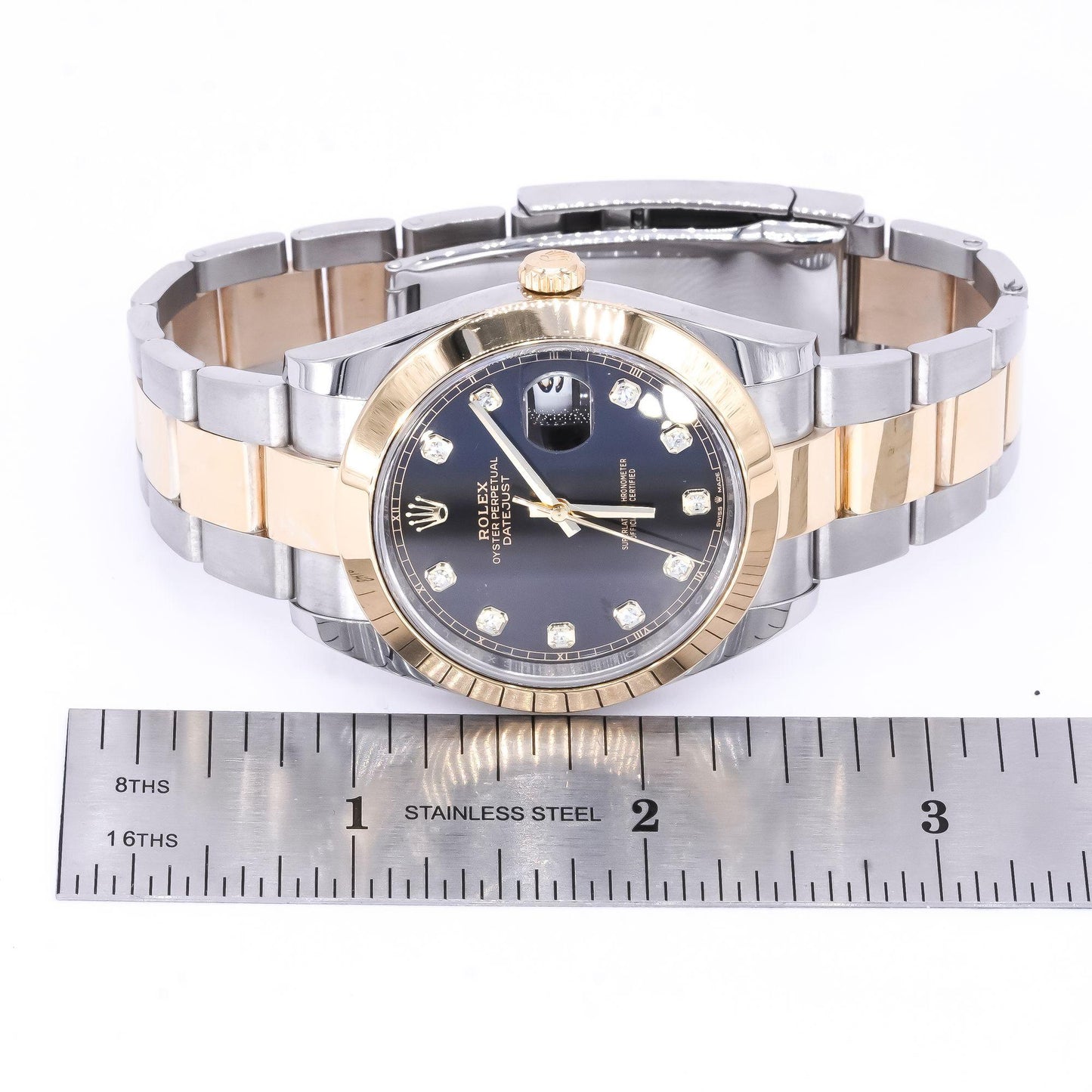 2023 Rolex DateJust 126303 Stainless 18k Gold Black Diamond Dial Men's Watch