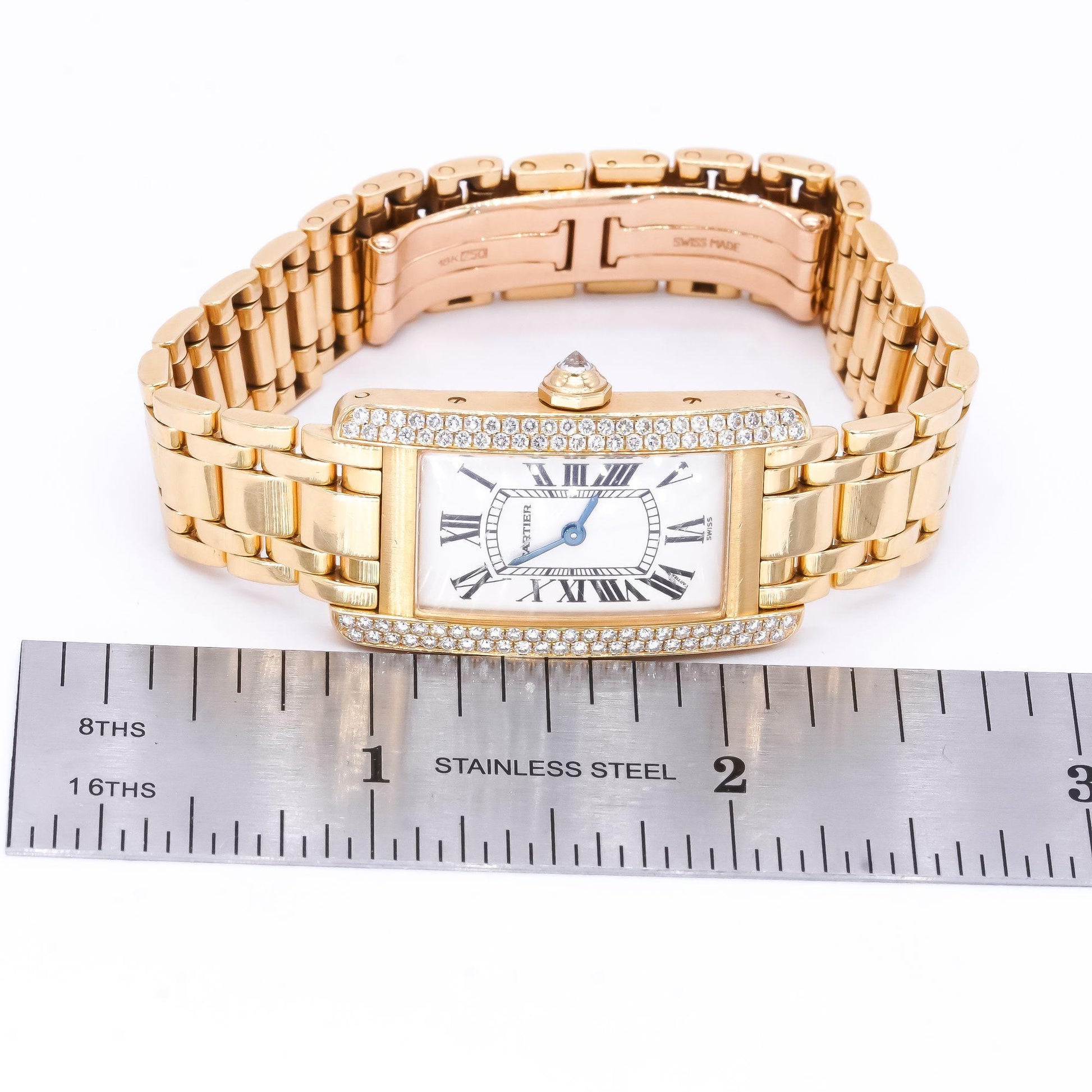 Cartier Tank Americaine 1710 18k Yellow Gold Diamond Bezel Ladies Watch