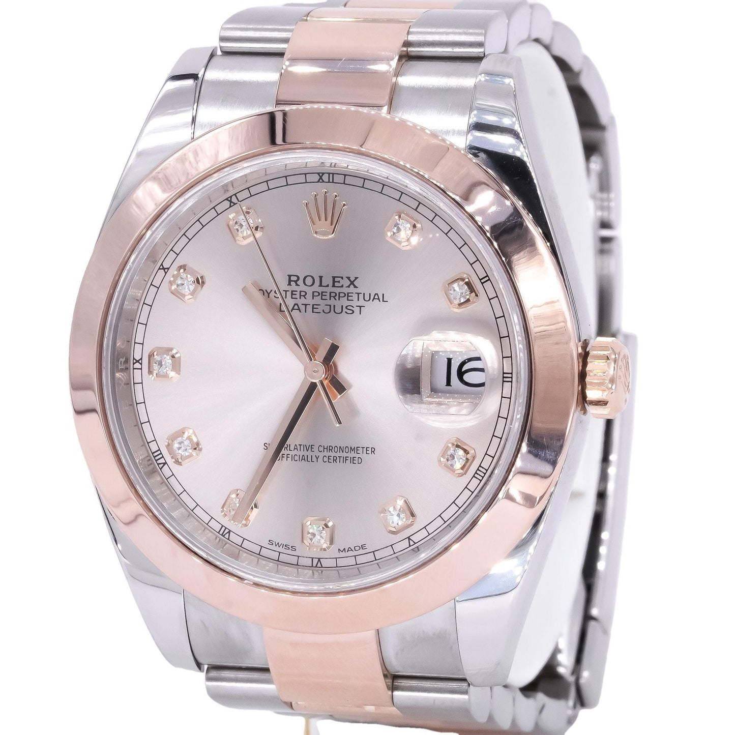 Rolex Datejust Ref 126301 Sundust Steel & Everose Gold Diamond Mens Watch