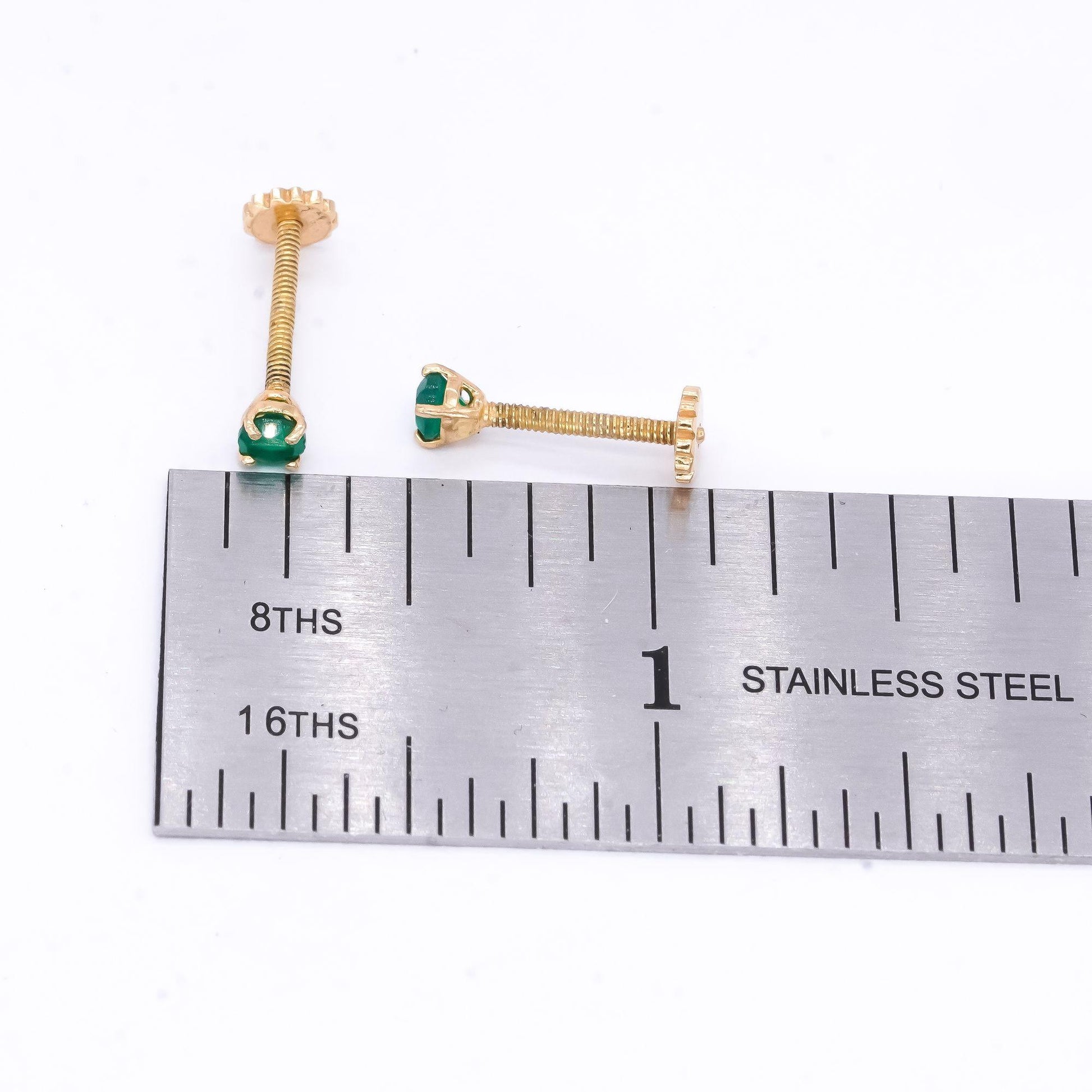 18k Yellow Gold 0.40ct Emerald Screw Back Stud Earrings