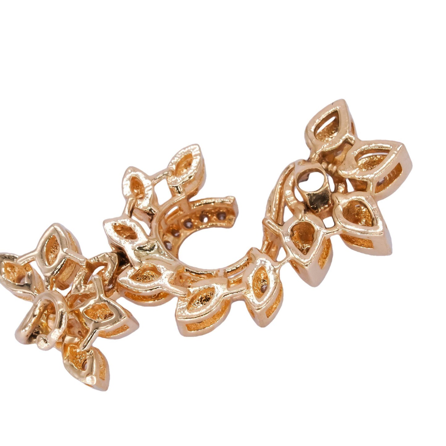 18k Yellow Gold 0.80CT VS Diamond Floral Stud Earring Enhancers