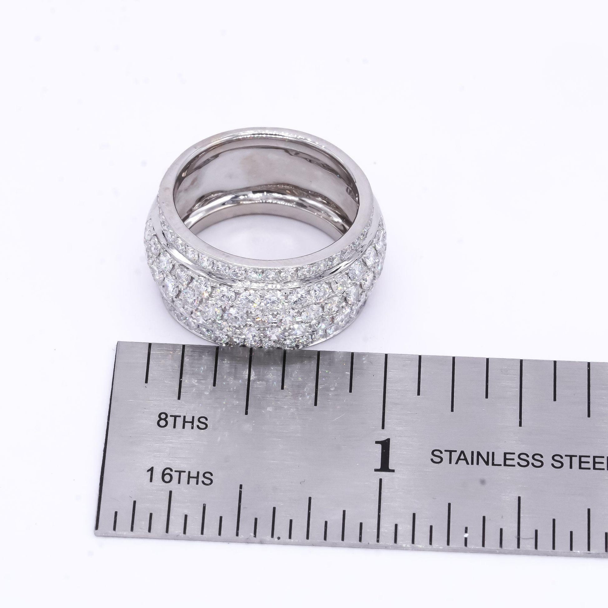 18k White Gold 2.0ct VS Diamond Wide Band Anniversary Ring Size 6.5