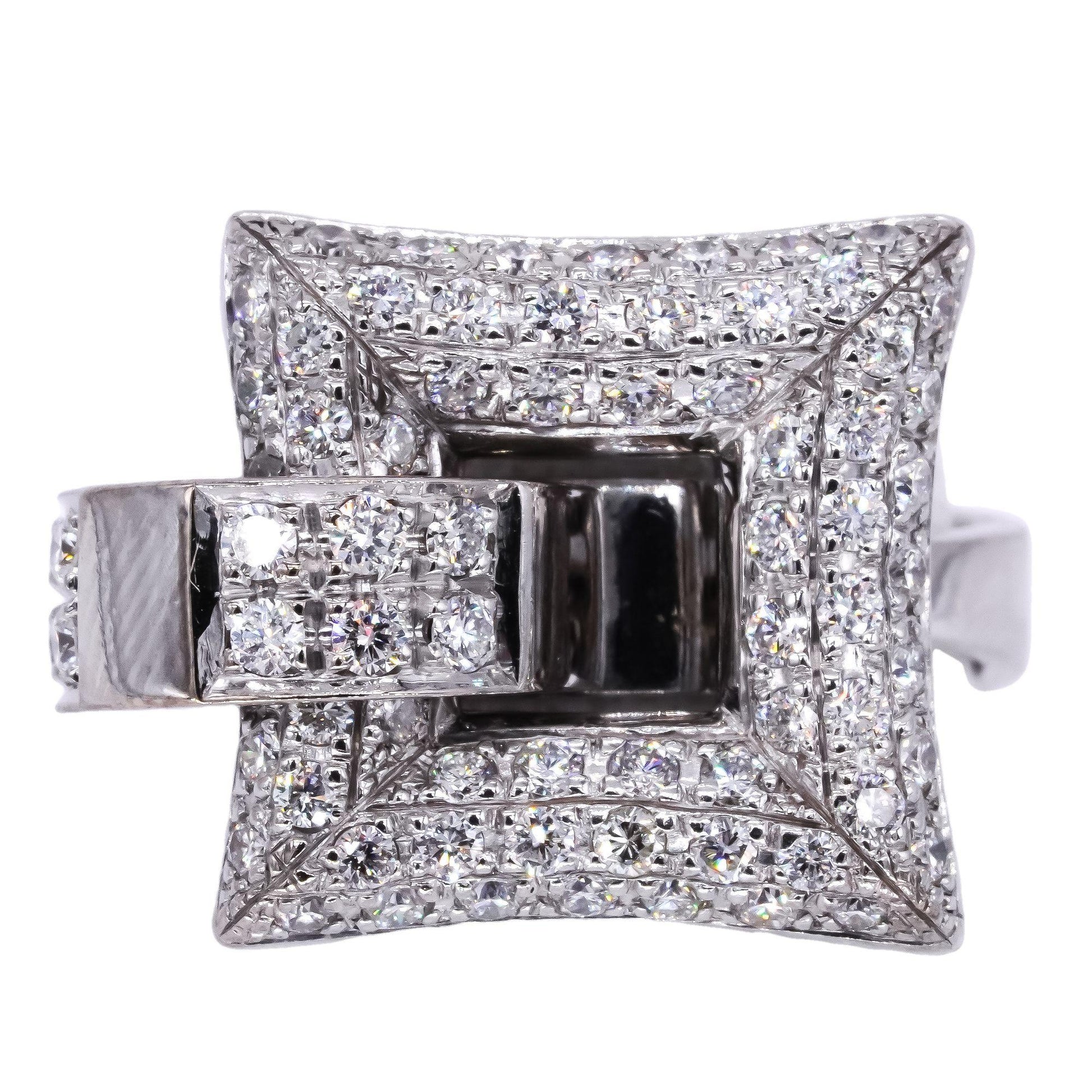 14k White Gold VS 1.0CT Diamond Square Jumbo Ring size 6.25