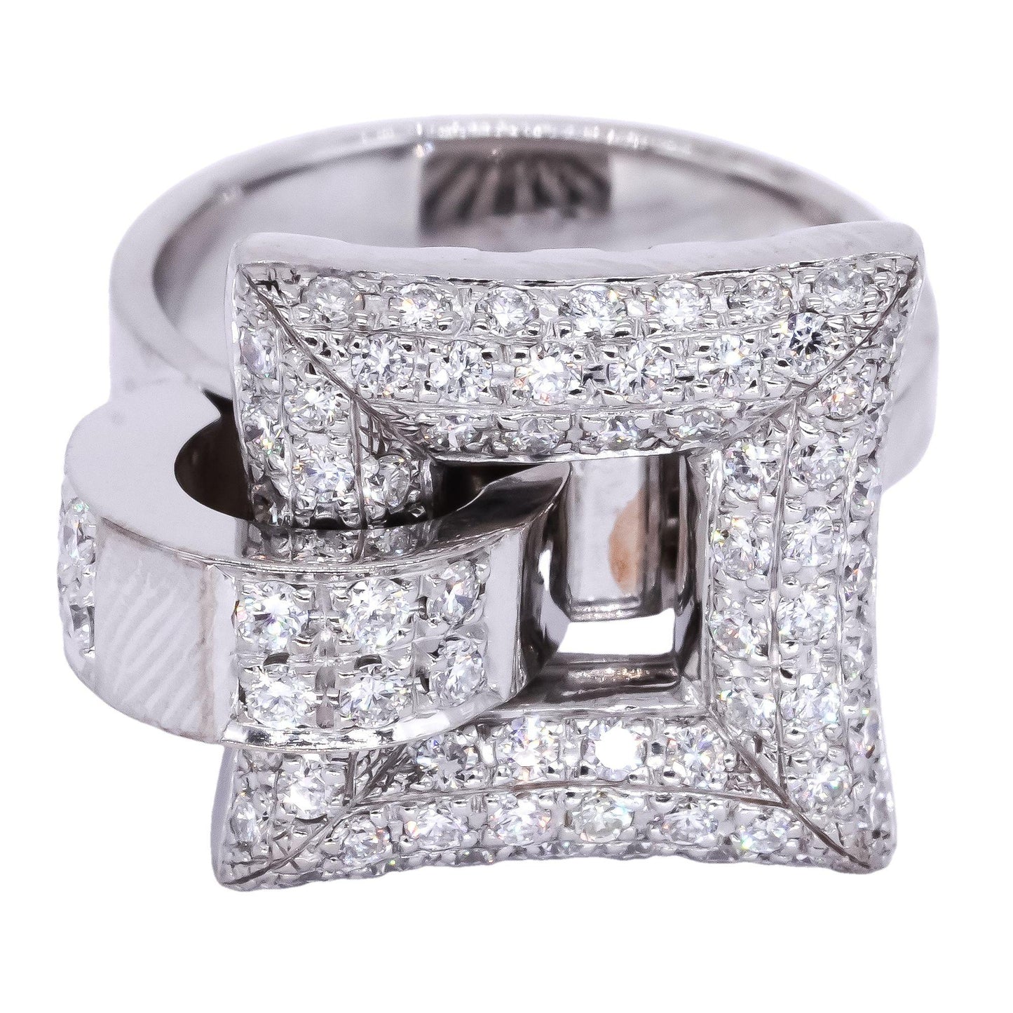 14k White Gold VS 1.0CT Diamond Square Jumbo Ring size 6.25