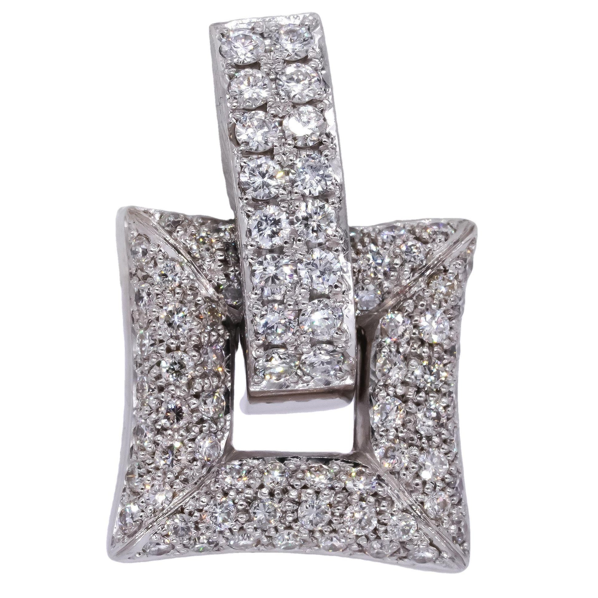 14k White Gold 2.0CT VS Diamond Day and Night Square Earrings