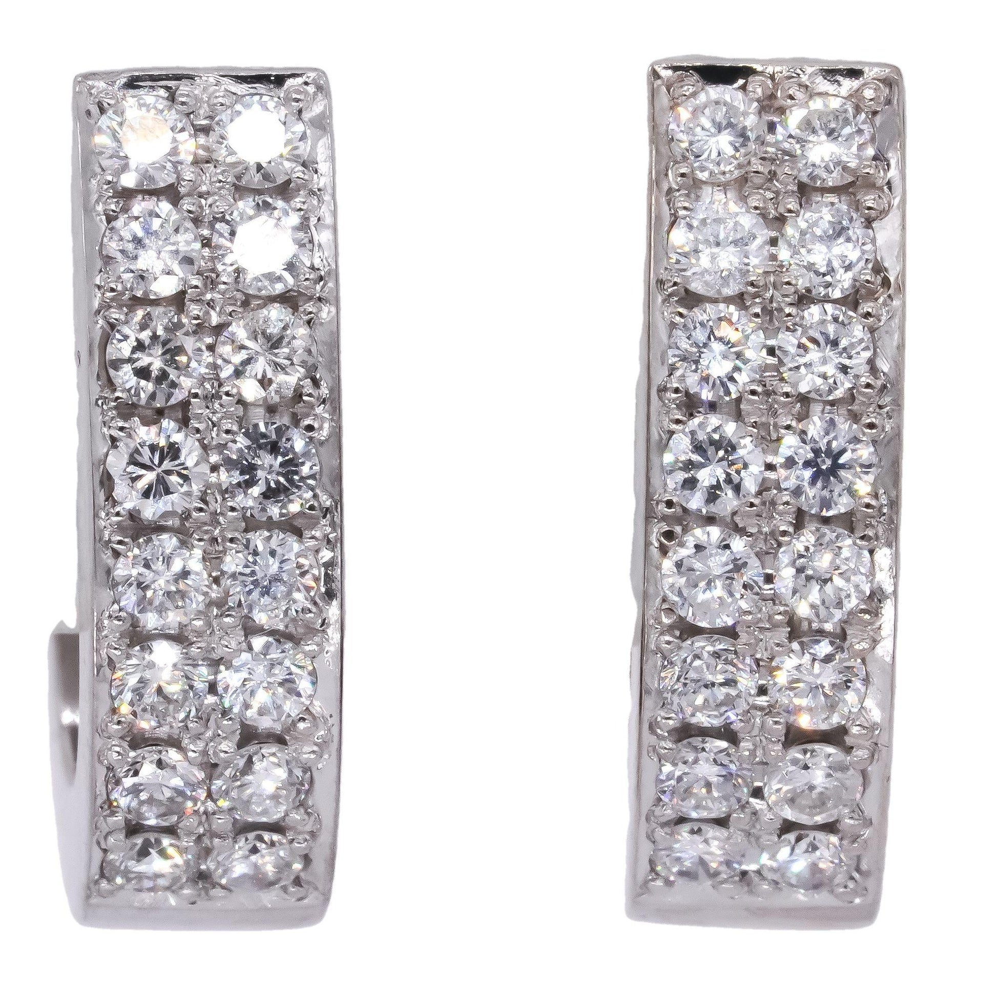 14k White Gold 2.0CT VS Diamond Day and Night Square Earrings