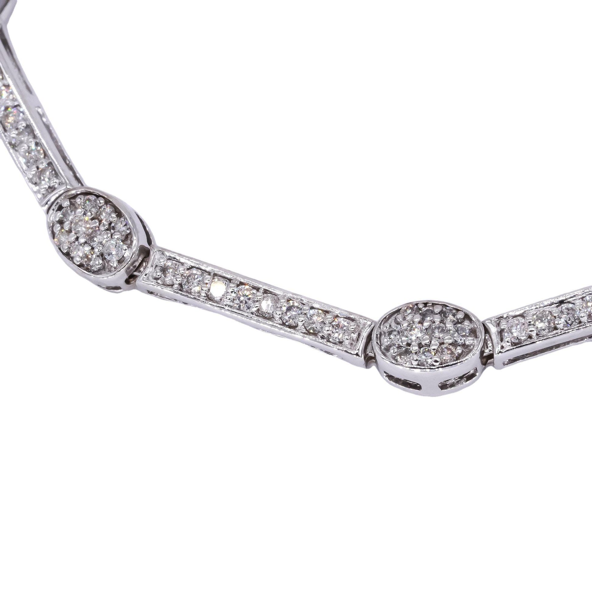 14k White Gold 1.50CT Diamond Pave Cluster Formal Tennis Bracelet