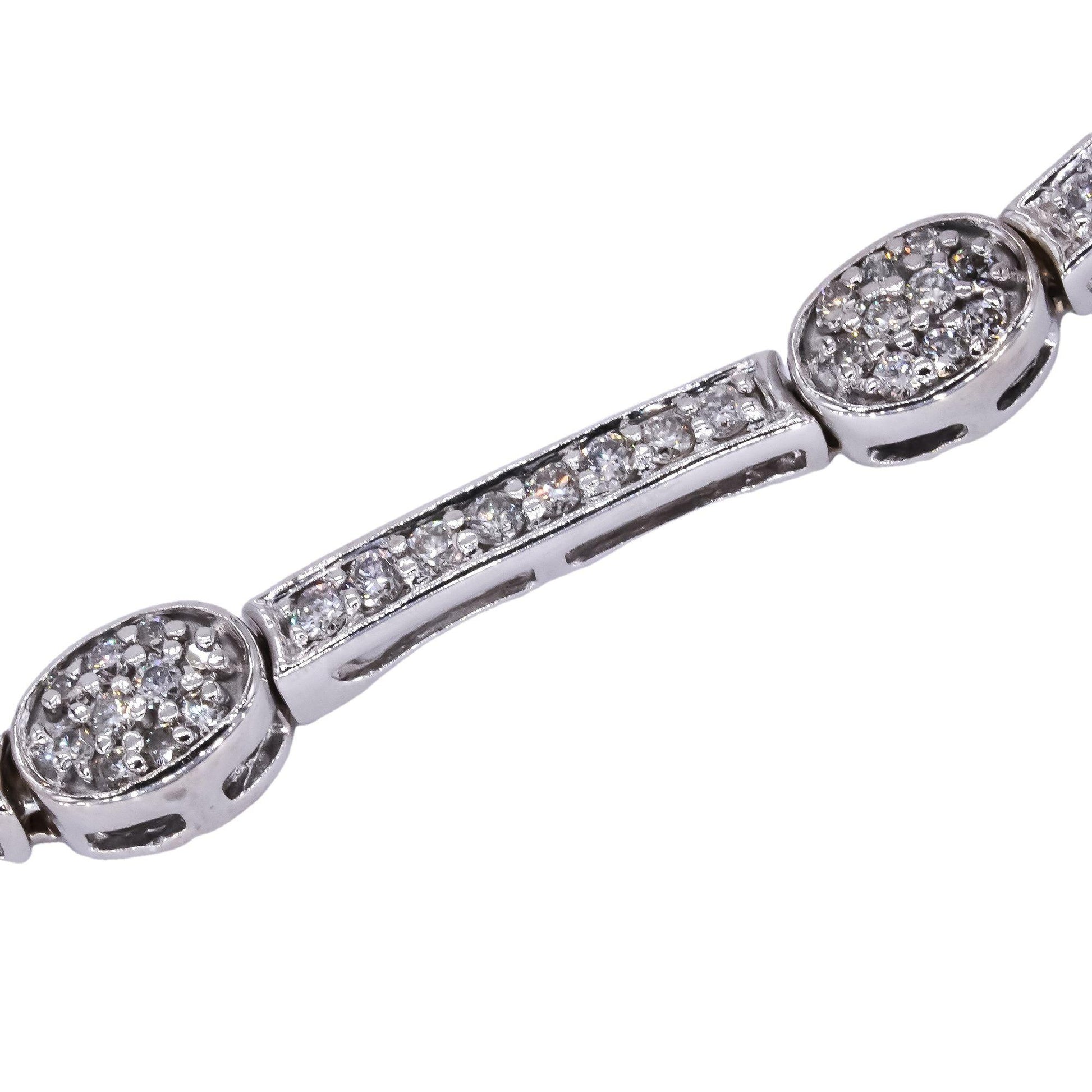 14k White Gold 1.50CT Diamond Pave Cluster Formal Tennis Bracelet