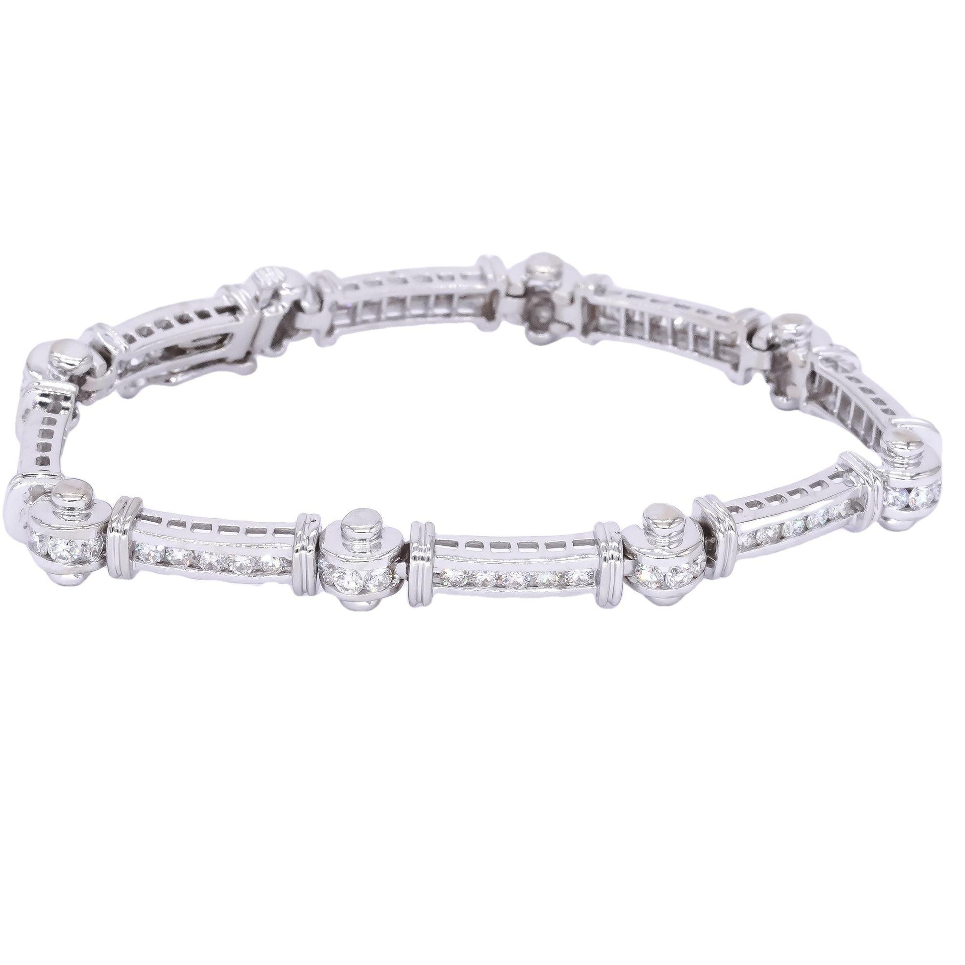 14k White Gold Jewelry 3.0CT Diamond Fancy Formal Tennis Bracelet