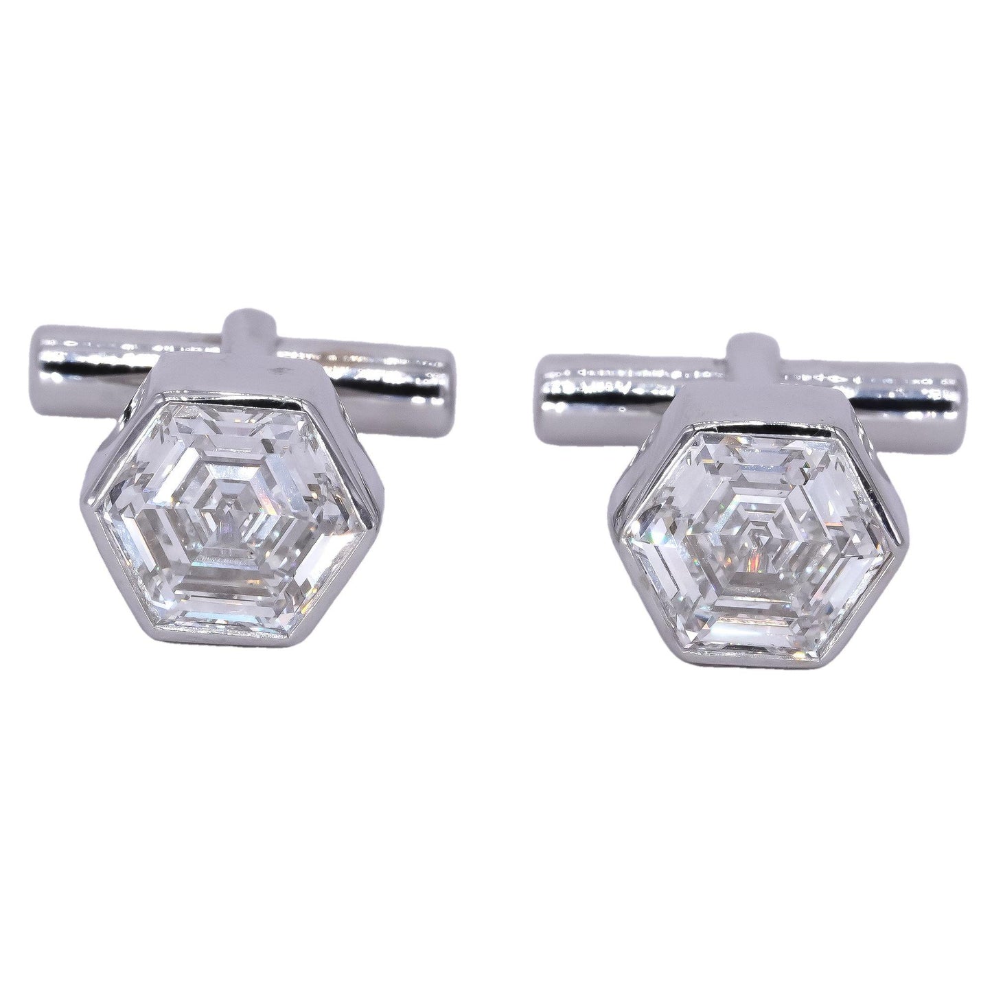 14k White Gold Jewelry 8.12CT Lab Grown Diamond Cufflinks