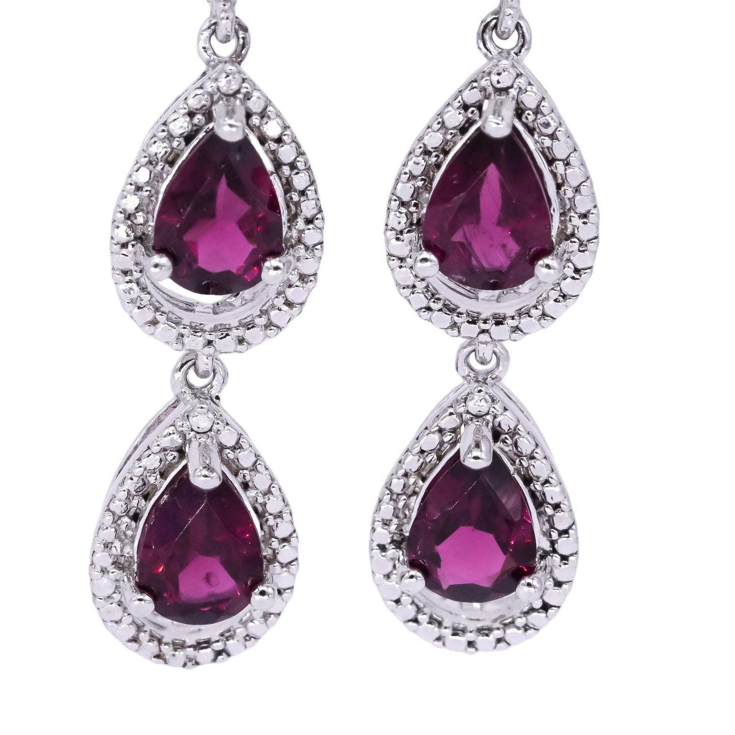 Sterling Silver 3.0ct Pink Tourmaline Pear Shape Drop Dangle Earrings