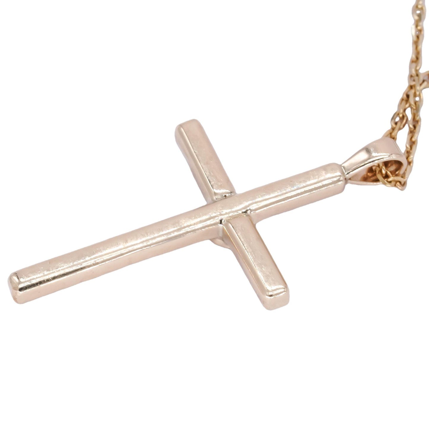 14k Yellow Gold 0.60ct Diamond Cross Pendant Chain Necklace