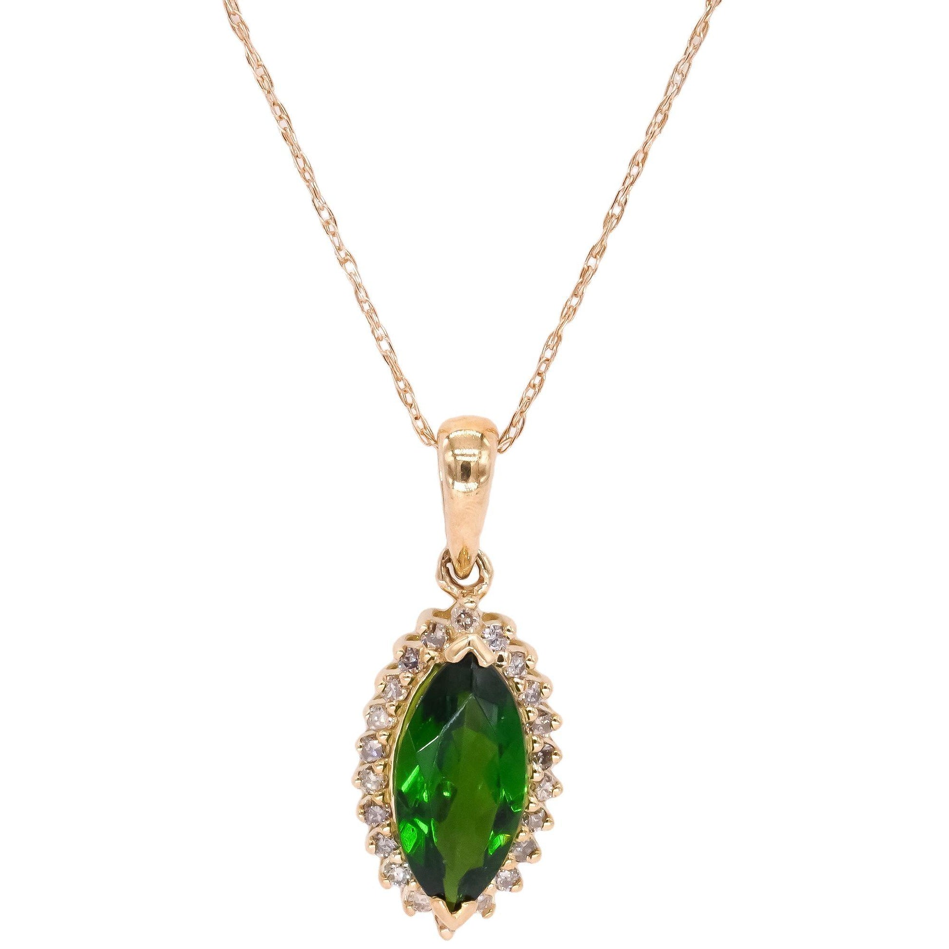 10k Yellow Gold 0.85CT Diamond and Tourmaline Pendant Necklace