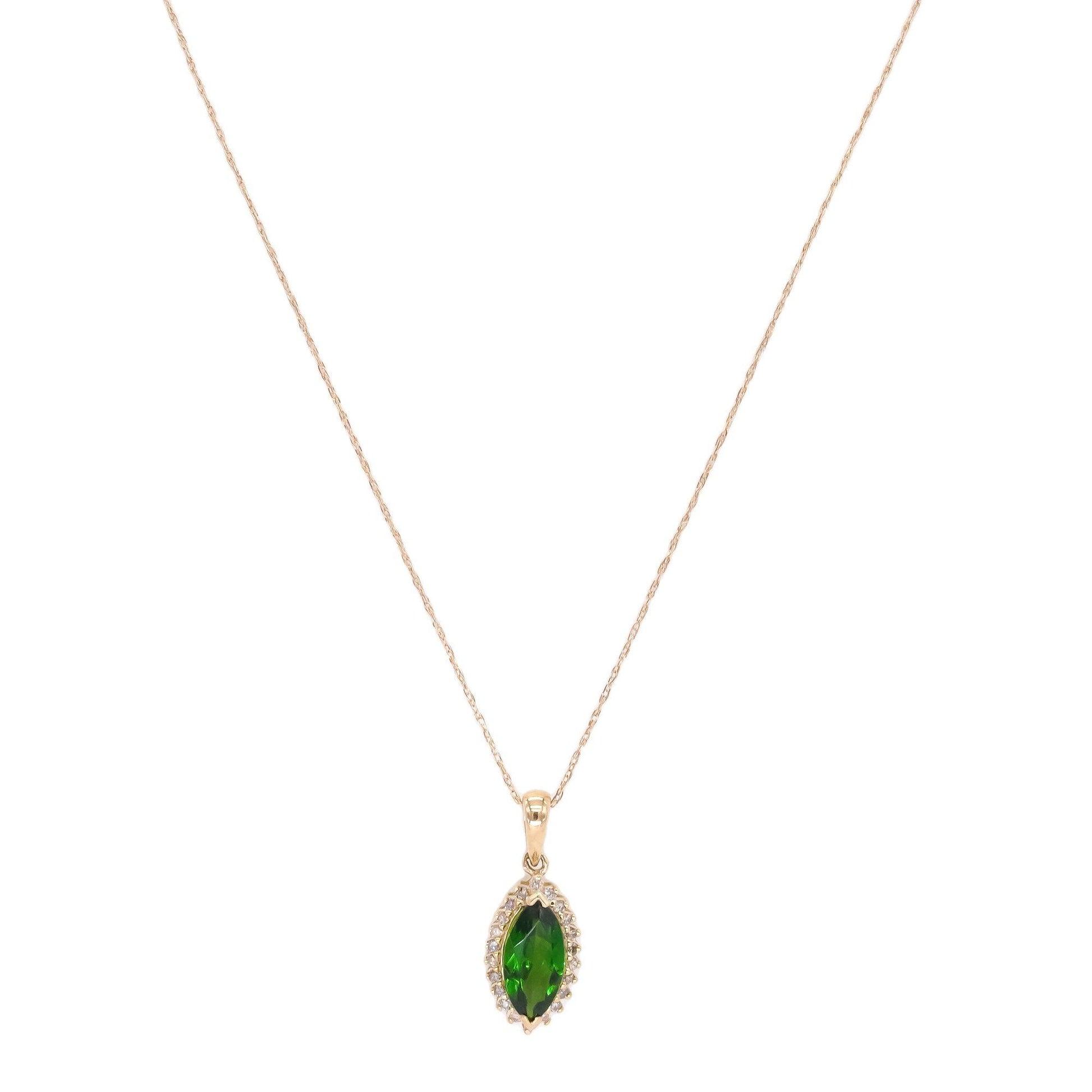 10k Yellow Gold 0.85CT Diamond and Tourmaline Pendant Necklace