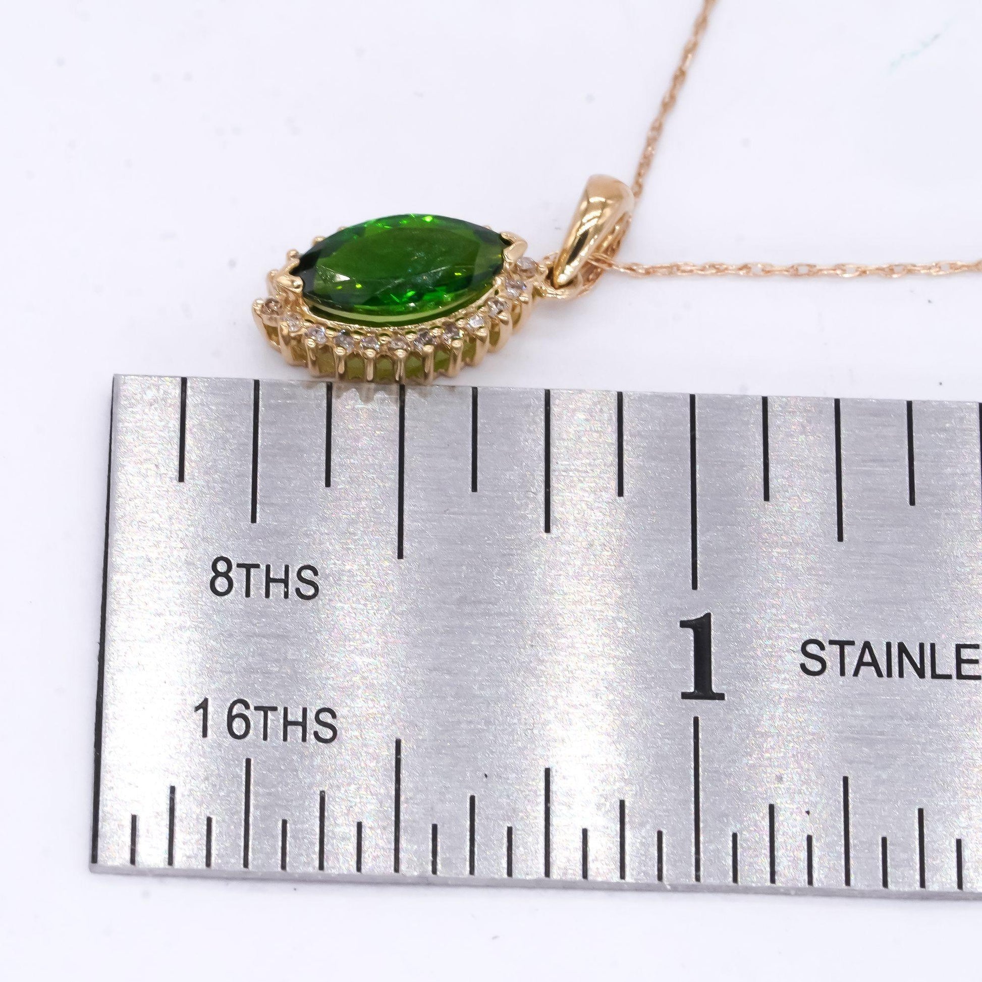 10k Yellow Gold 0.85CT Diamond and Tourmaline Pendant Necklace