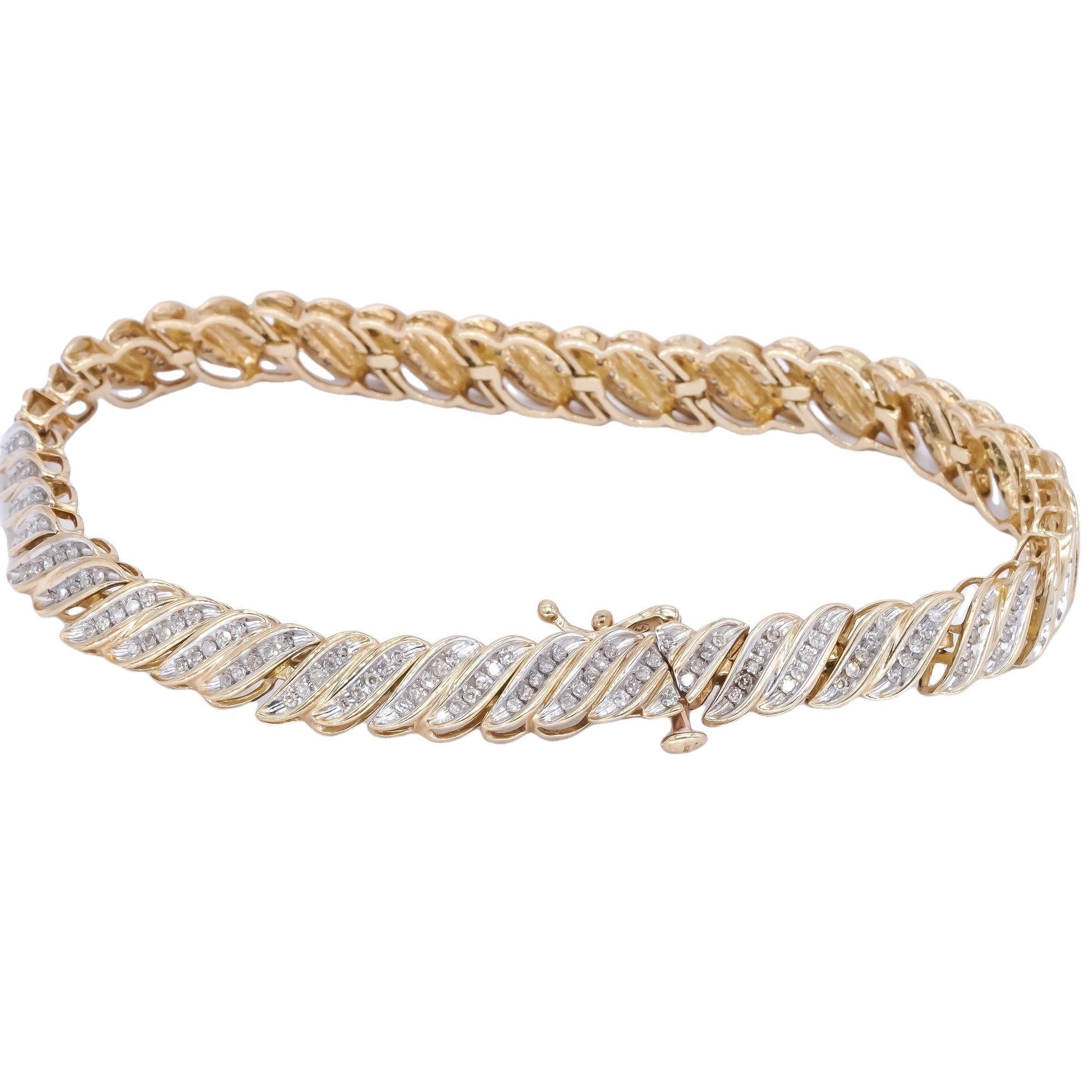 10k Yellow Gold 1.0ct Diamond Fancy Formal Tennis Bracelet