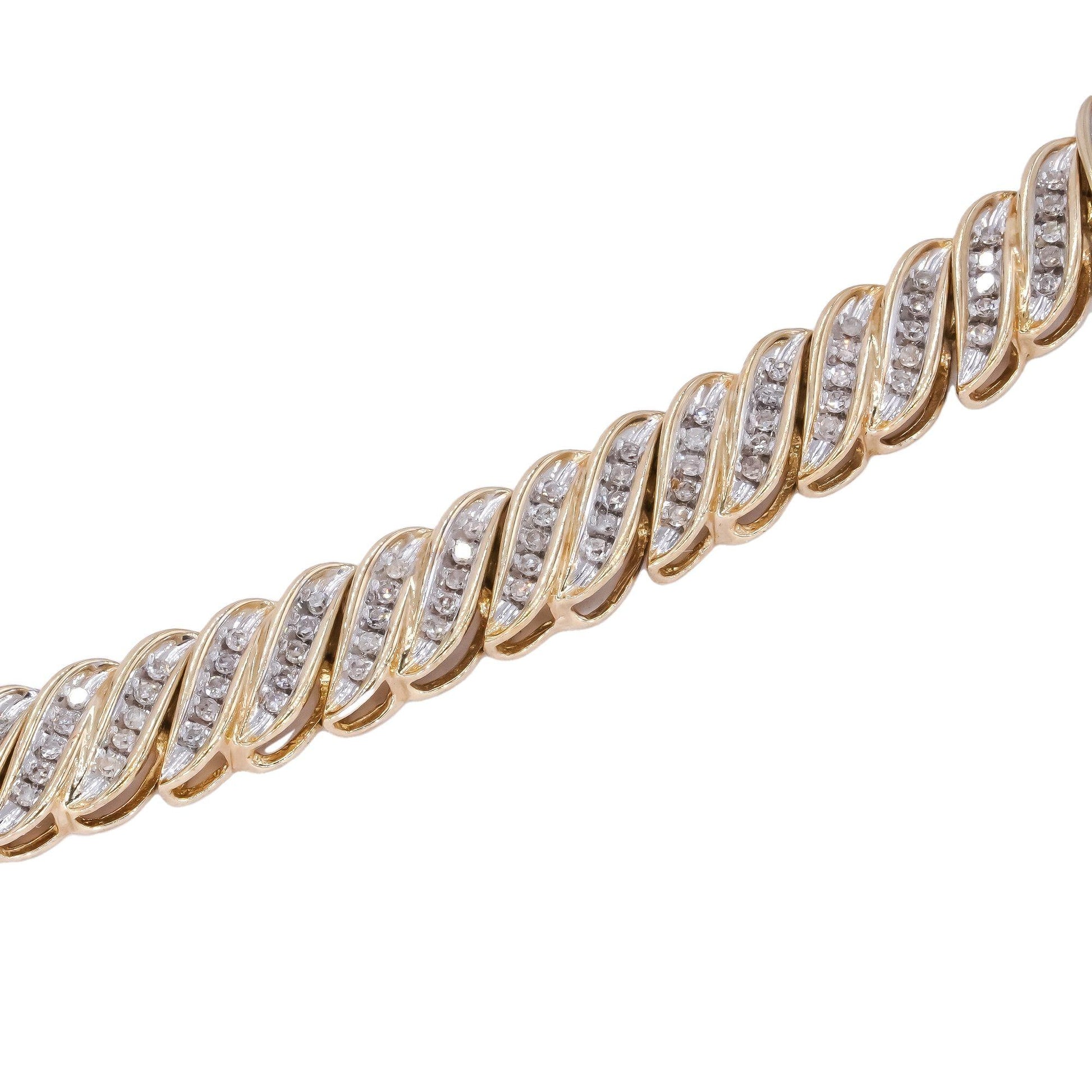 10k Yellow Gold 1.0ct Diamond Fancy Formal Tennis Bracelet