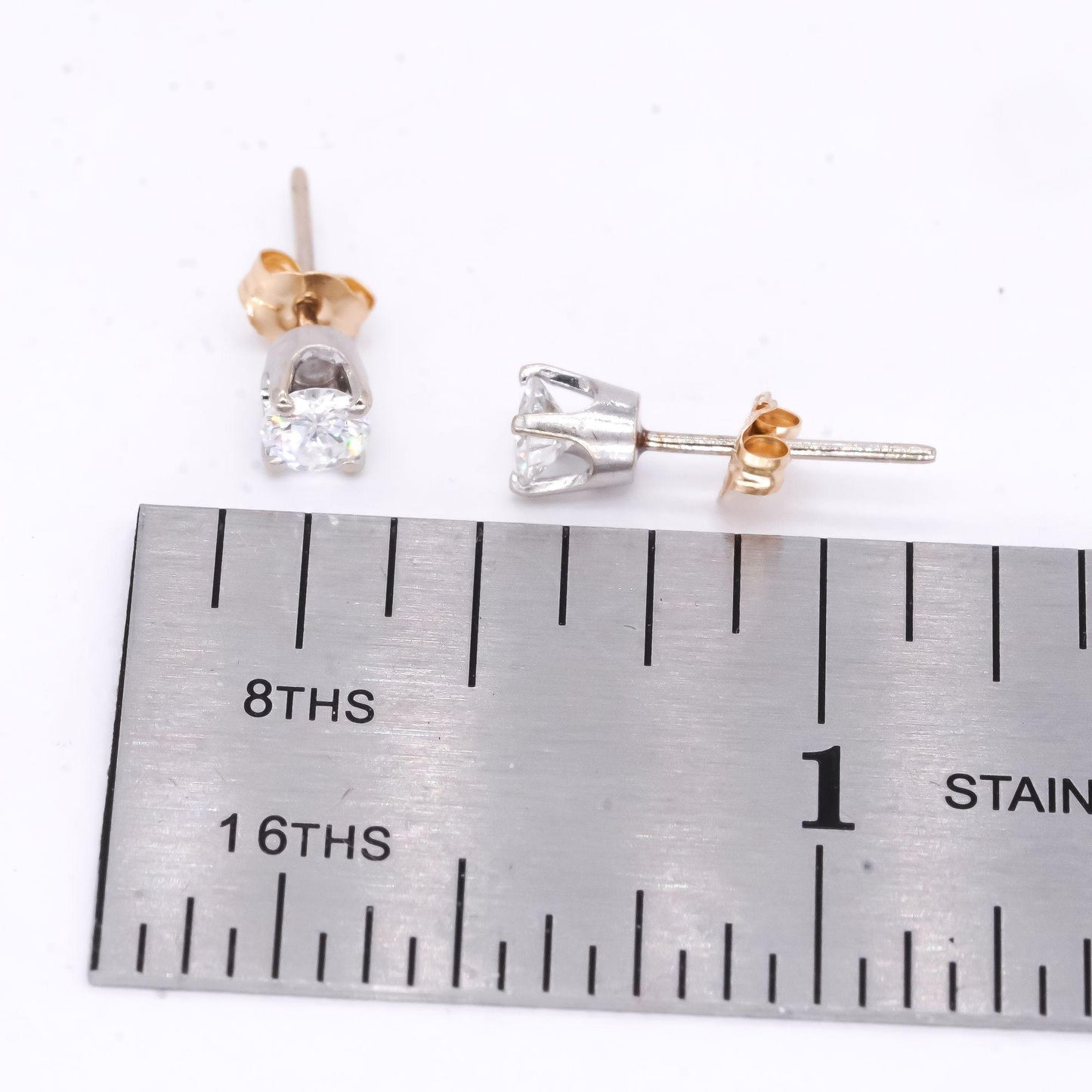 14k White and Yellow Gold 0.50ct Diamond Stud Earrings