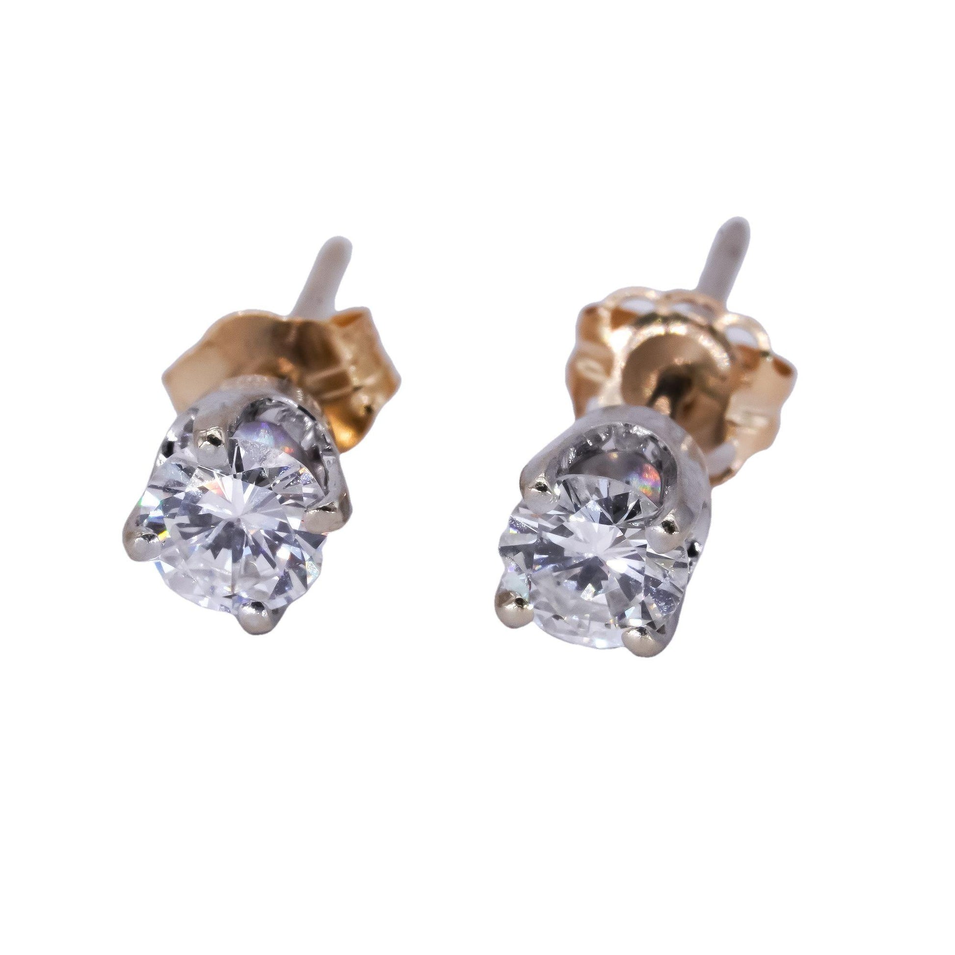 14k White and Yellow Gold 0.50ct Diamond Stud Earrings