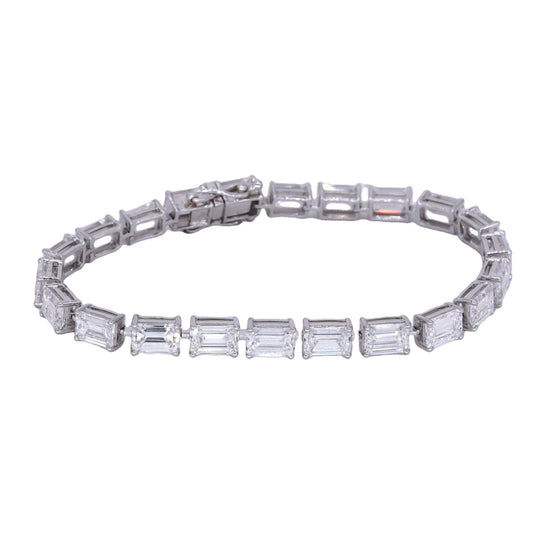 14k White Gold 20.21CT Lab Grown Diamond Emerald Cut Line Bracelet