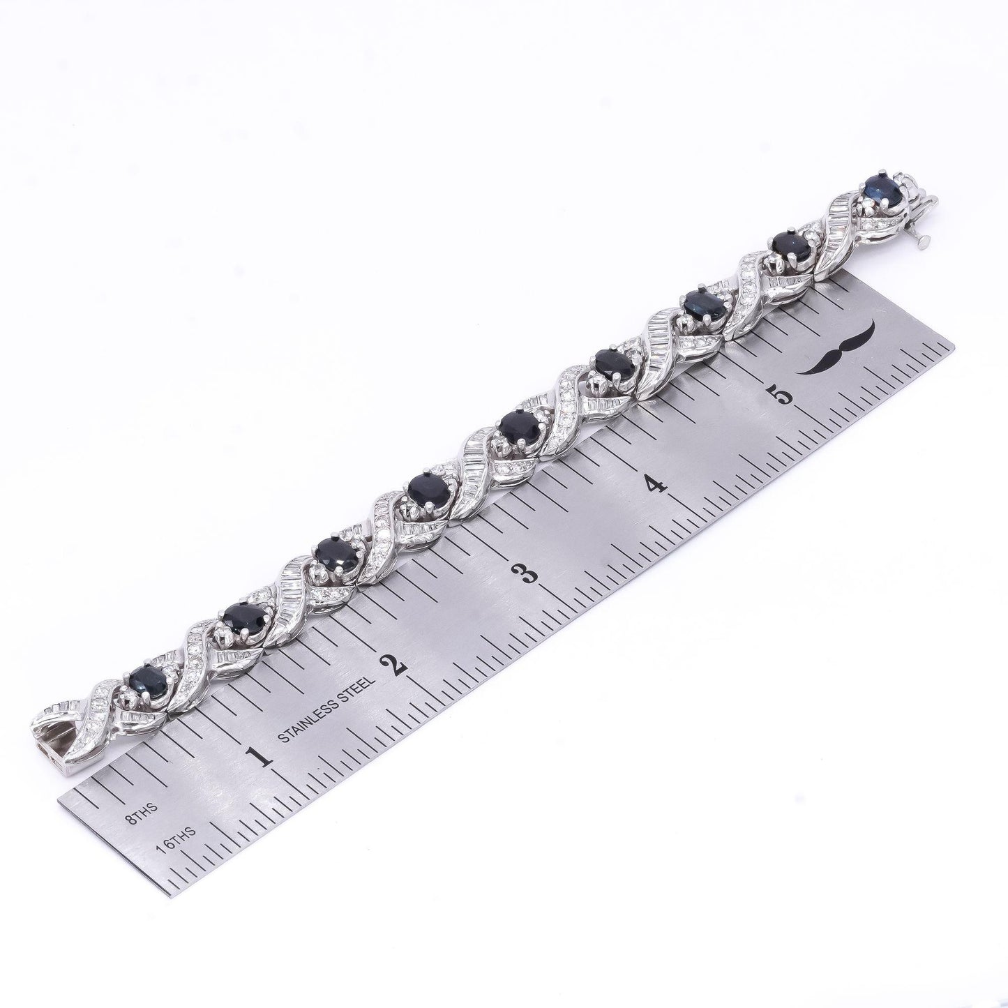 14k White Gold Jewelry 12.0CT VS Diamond & Sapphire Fancy Formal Tennis Bracelet