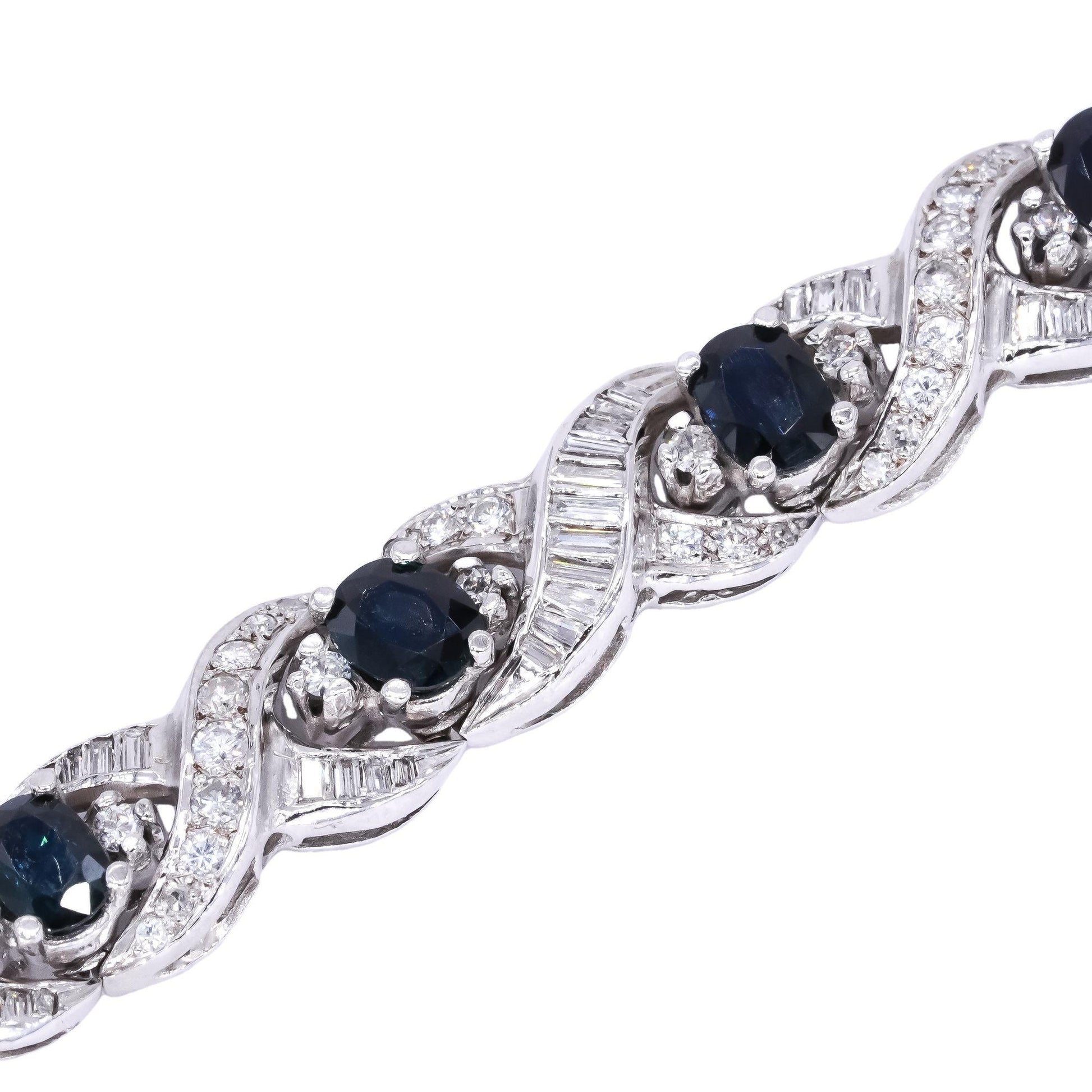 14k White Gold Jewelry 12.0CT VS Diamond & Sapphire Fancy Formal Tennis Bracelet