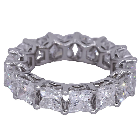 14k White Gold 7.40CT Lab Grown Diamond Fancy Cut Eternity Band Ring size 6.5