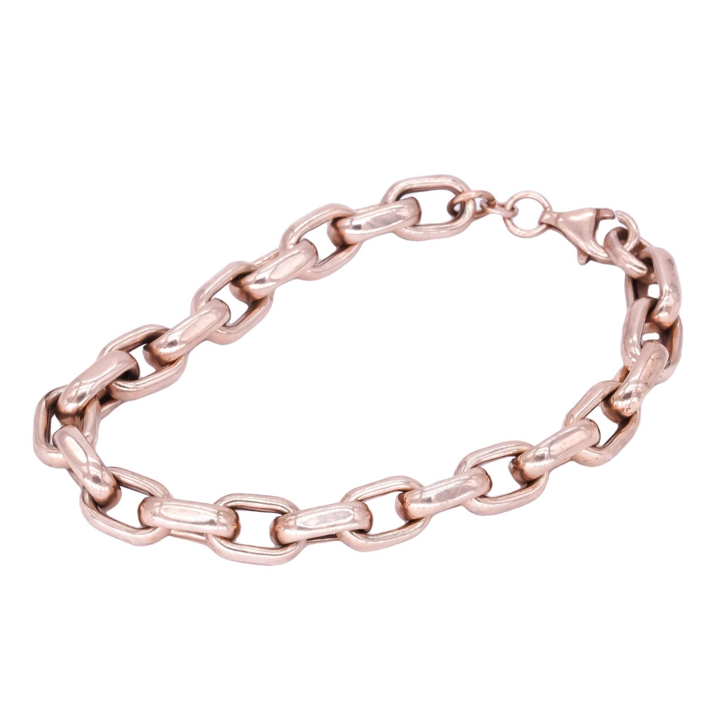 Sterling Silver Rose Gold Plated Anchor Paper Clip Link Bracelet