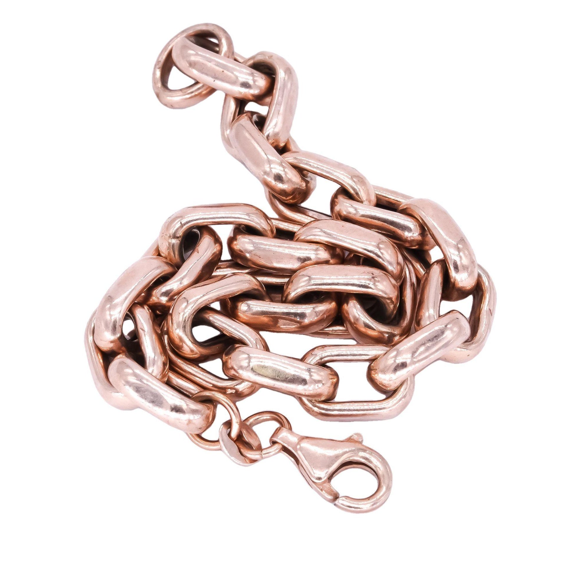 Sterling Silver Rose Gold Plated Anchor Paper Clip Link Bracelet