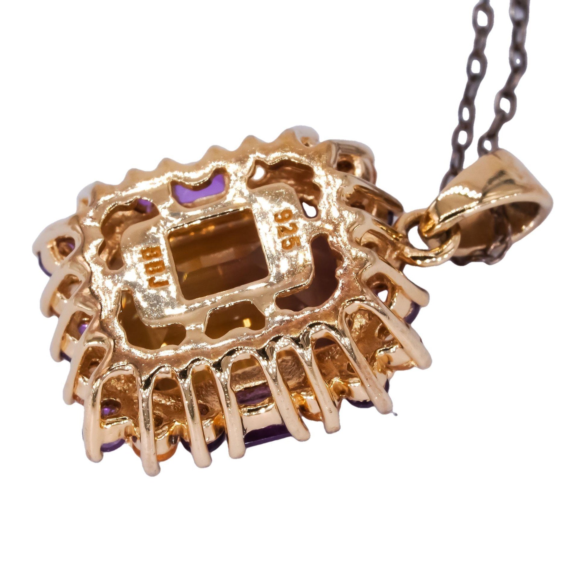 Sterling Silver Gold Plated 6.0CT Ametrine Amethyst Citrine Pendant Necklace