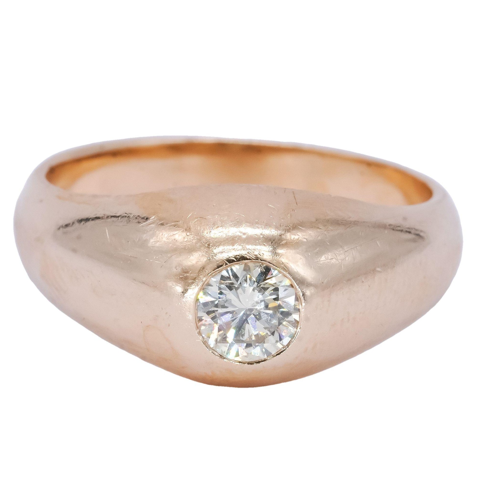 14k Yellow Gold 0.41CT Diamond Solitaire Bezel Set Men's Pinky Ring size 8.25