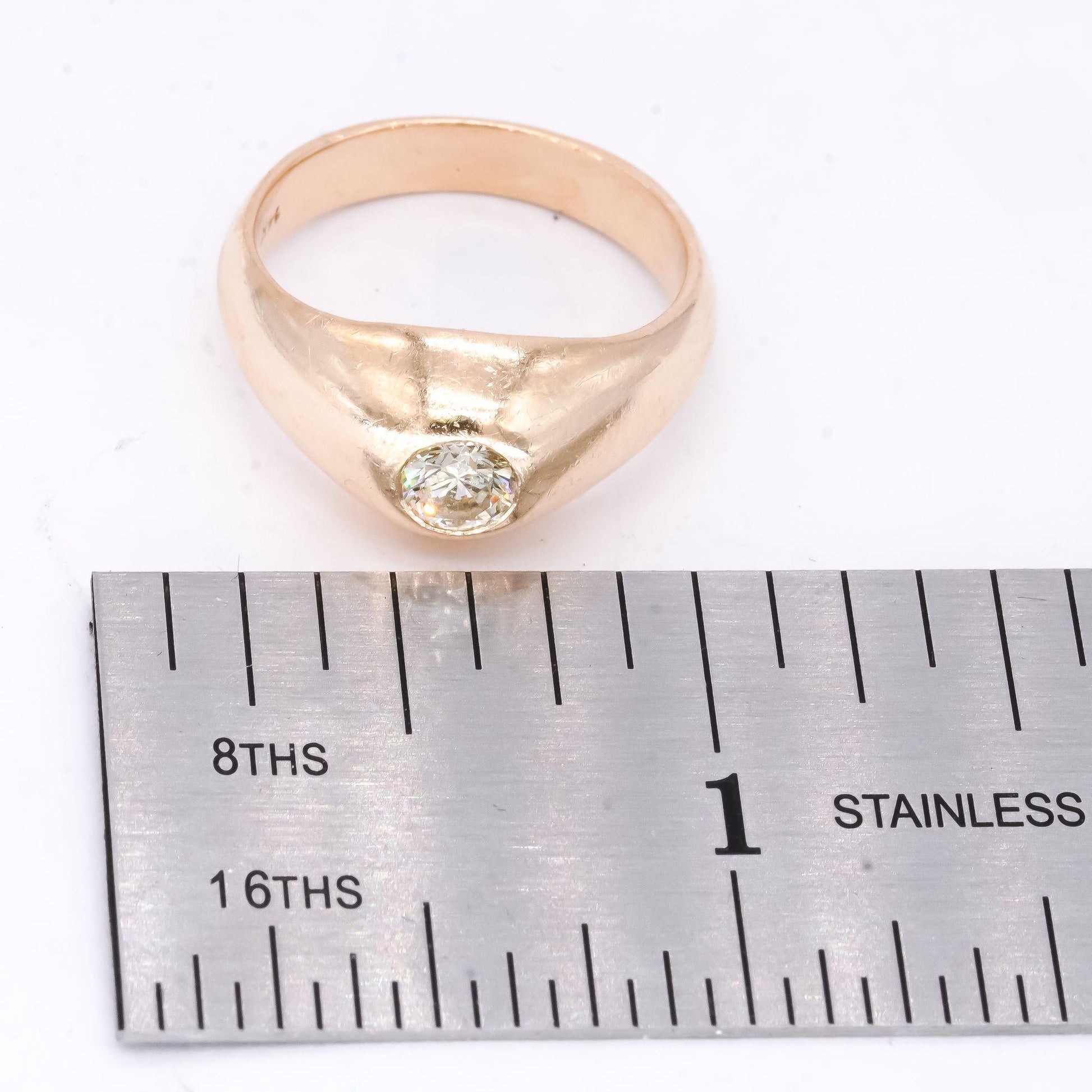 14k Yellow Gold 0.41CT Diamond Solitaire Bezel Set Men's Pinky Ring size 8.25