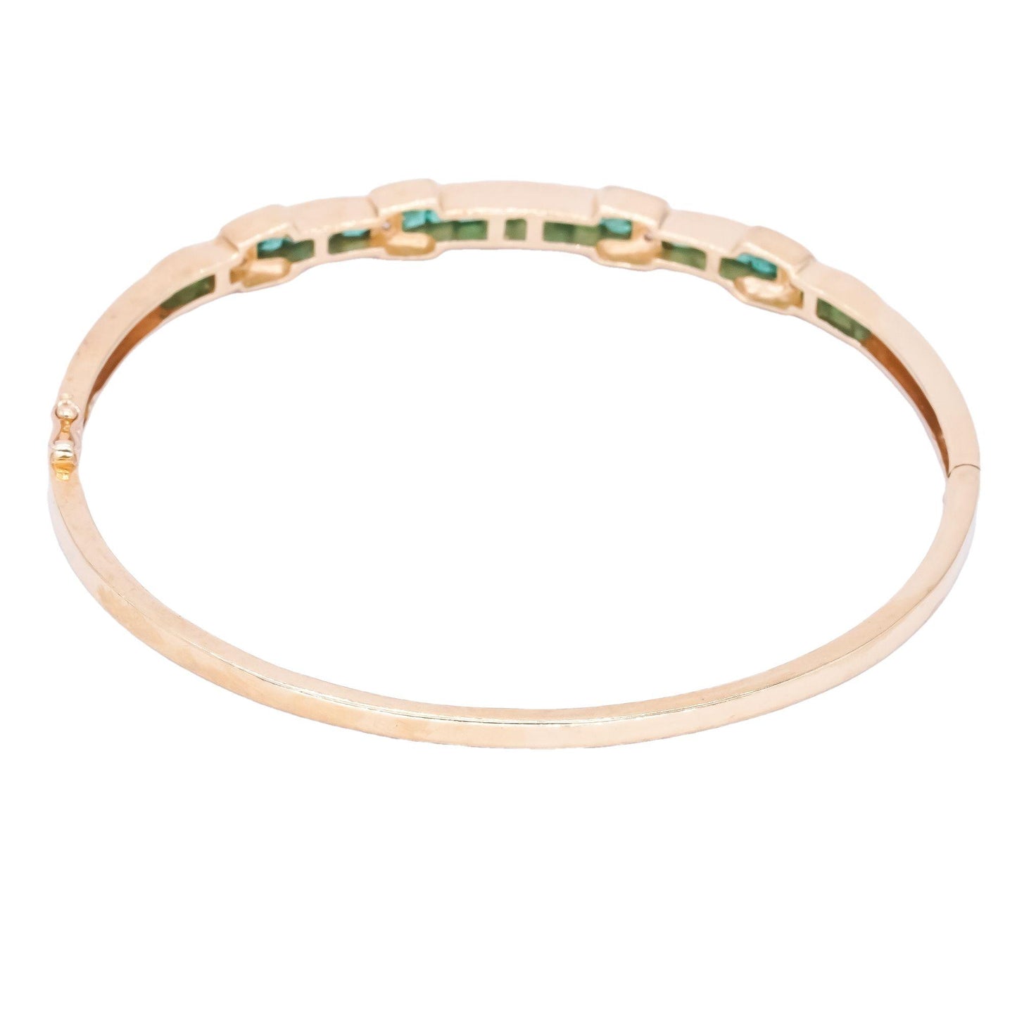 14k Yellow Gold Jewelry 0.80CT Diamond and Emerald Bangle Bracelet