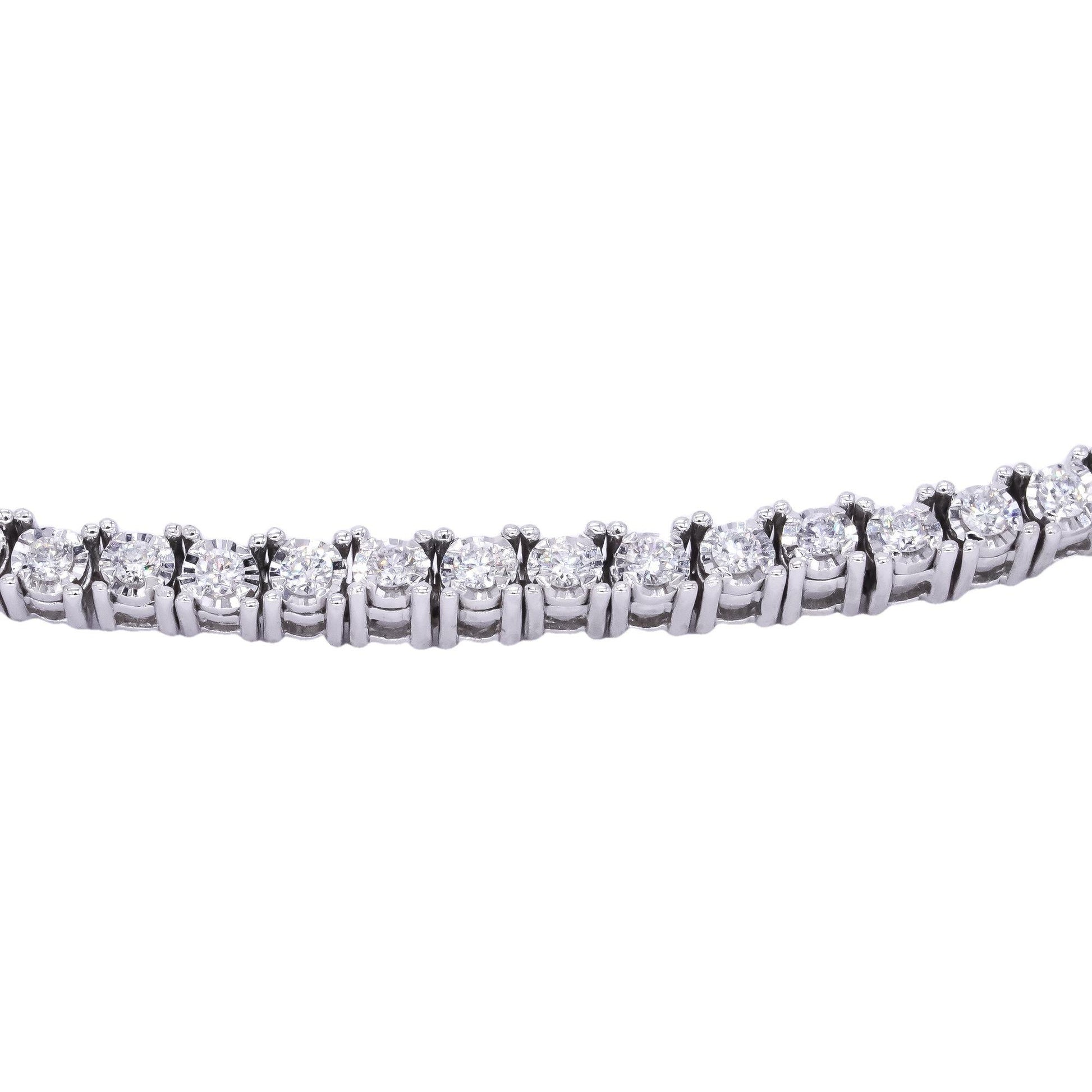 14k White Gold 1.0CT Diamond Four Prong Tennis Bracelet