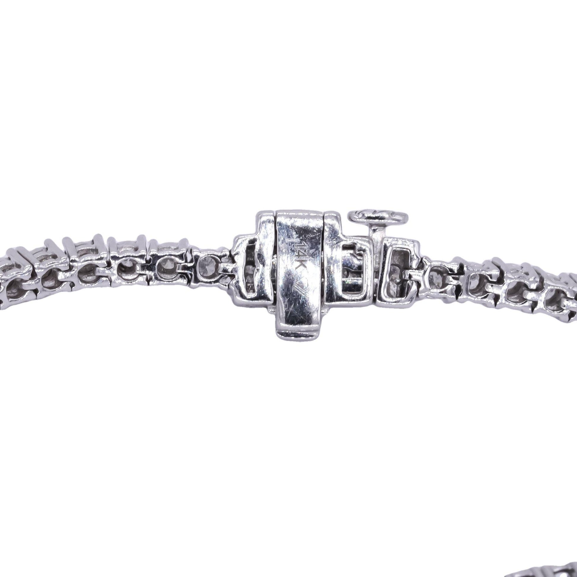 14k White Gold 1.0CT Diamond Four Prong Tennis Bracelet