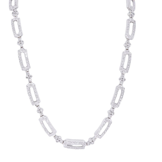 14k White Gold 2.50CT Round Cut Diamond Fancy Antique Style Necklace