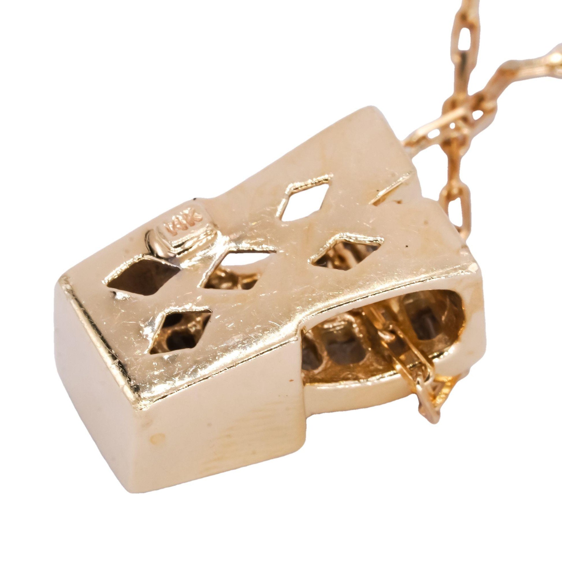 14k Gold 1.50CT VS Baguette and Princess Cut Diamond Drop Pendant Necklace