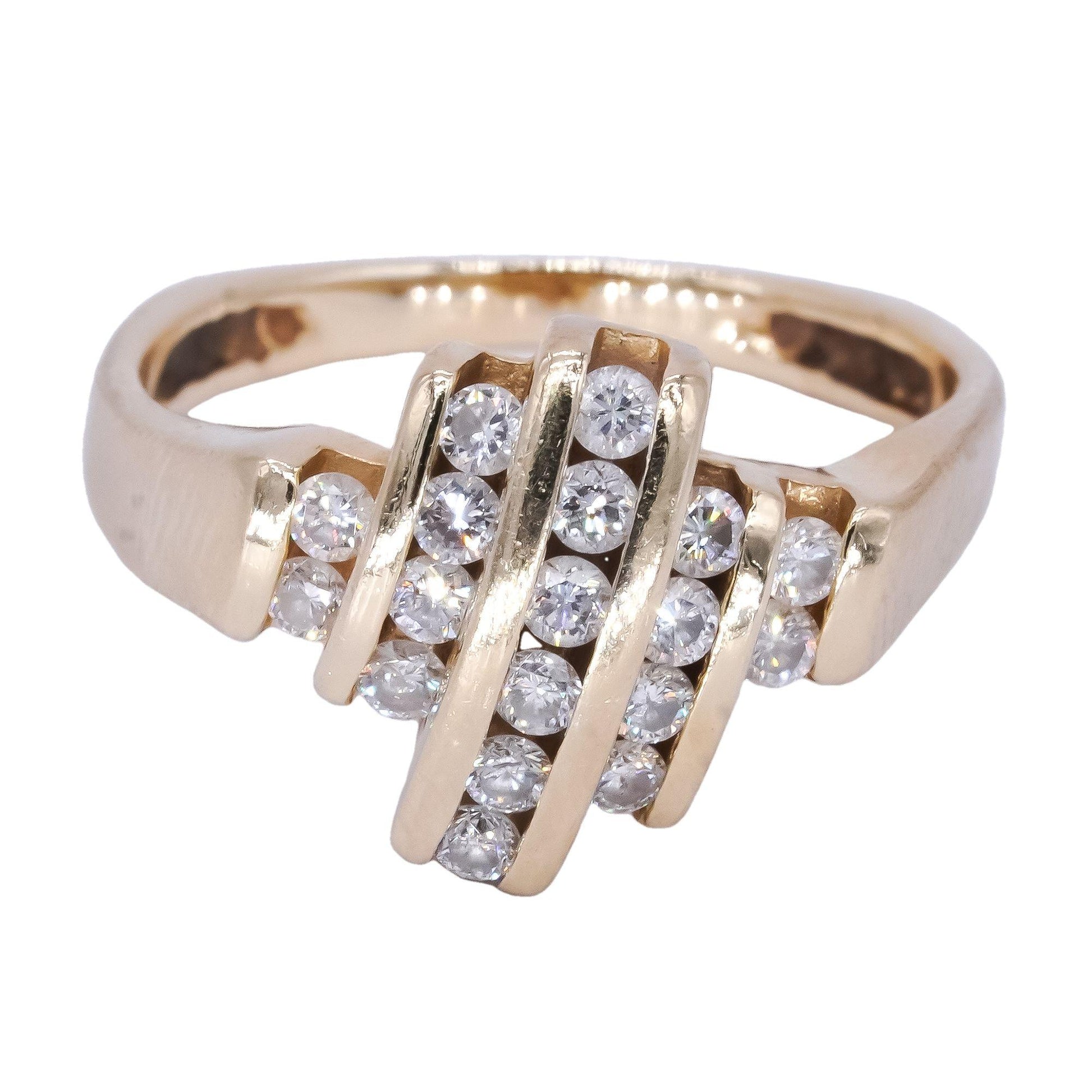 14k Yellow Gold Jewelry 0.35CT Diamond Channel Set Cocktail Ring size 6.25