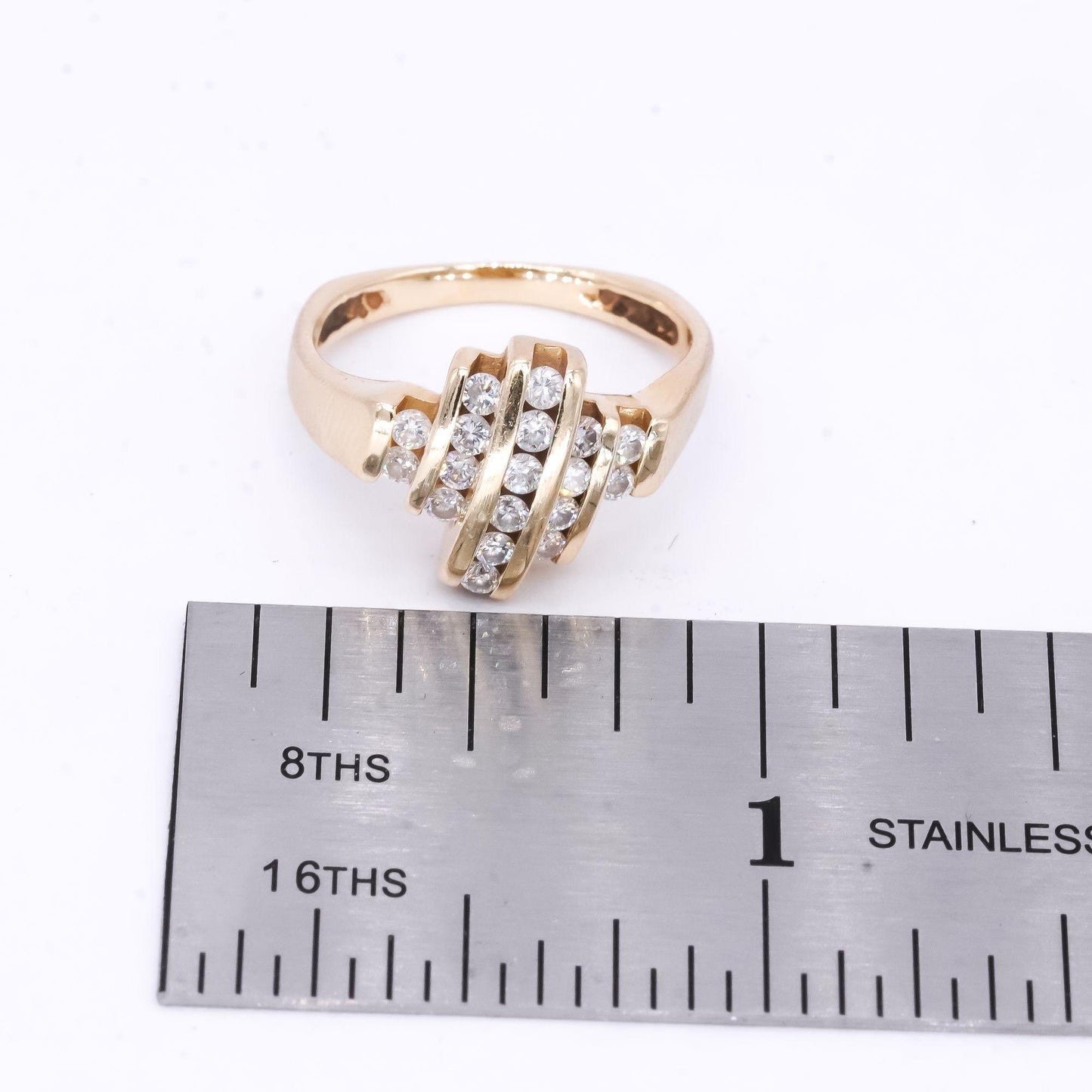 14k Yellow Gold Jewelry 0.35CT Diamond Channel Set Cocktail Ring size 6.25