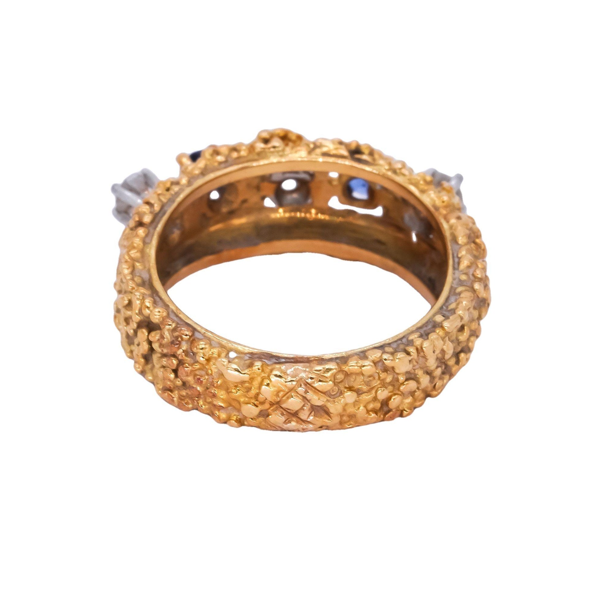 Hammerman Brothers 18k Two Tone Gold 0.41ct Diamond & Sapphire Nugget Ring