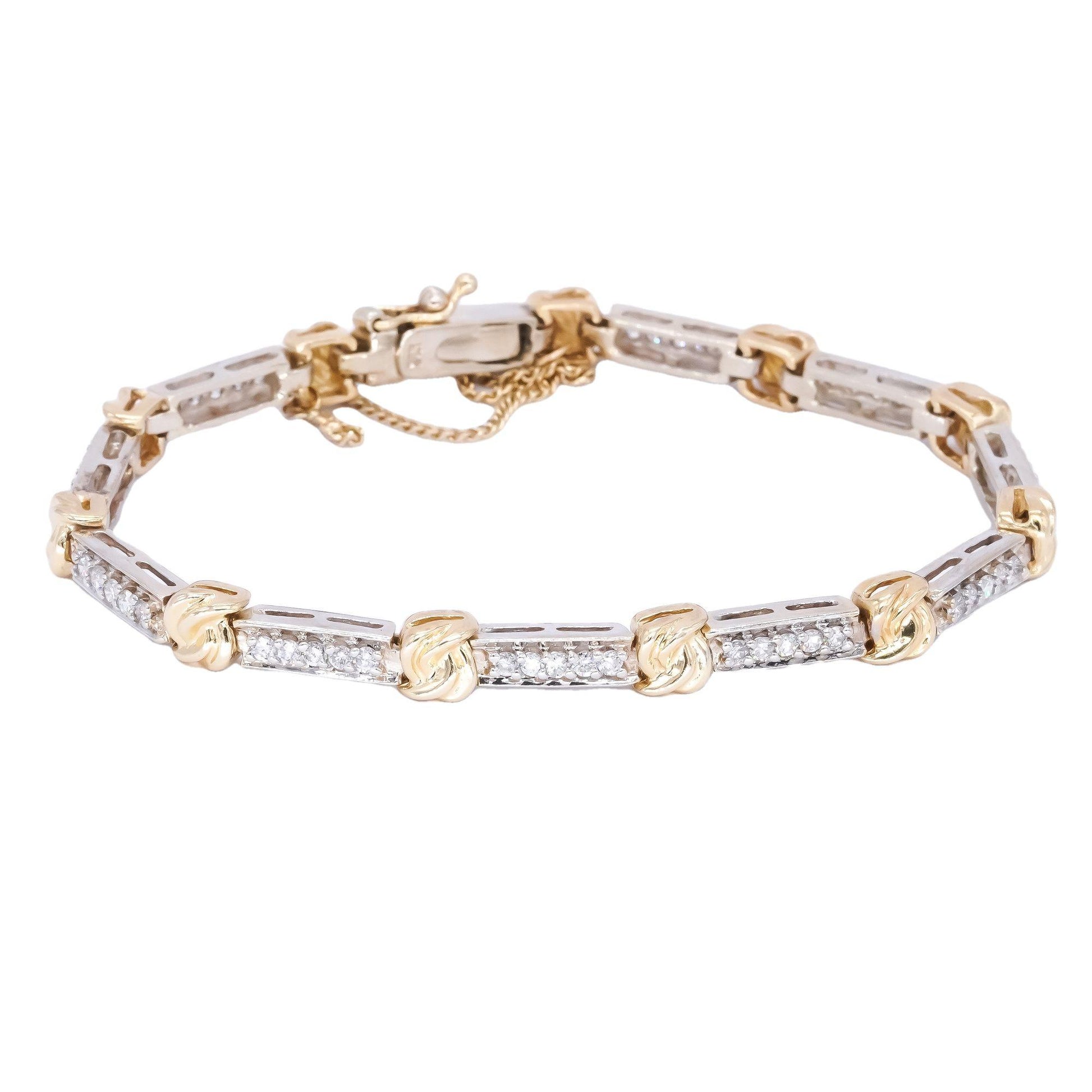 14k Yellow and White Gold 1.0ct Diamond Fancy Formal Tennis Bracelet