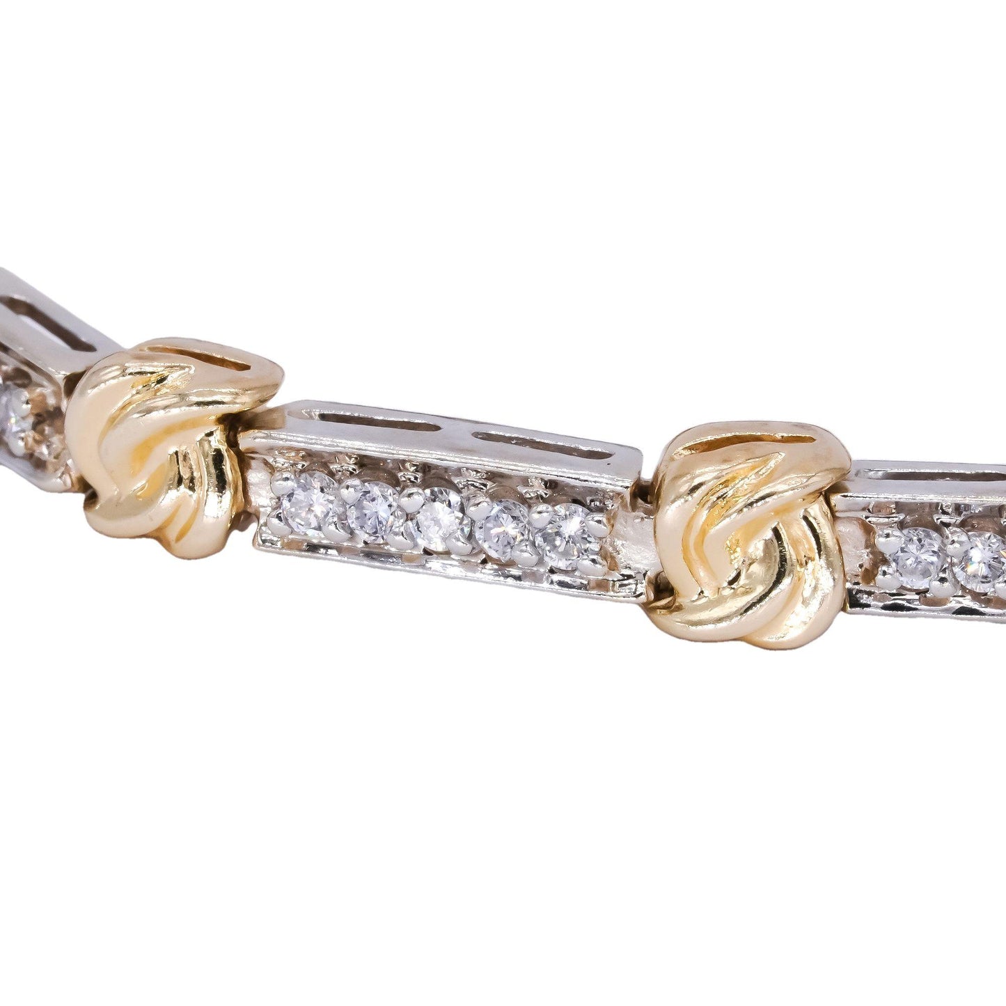 14k Yellow and White Gold 1.0ct Diamond Fancy Formal Tennis Bracelet