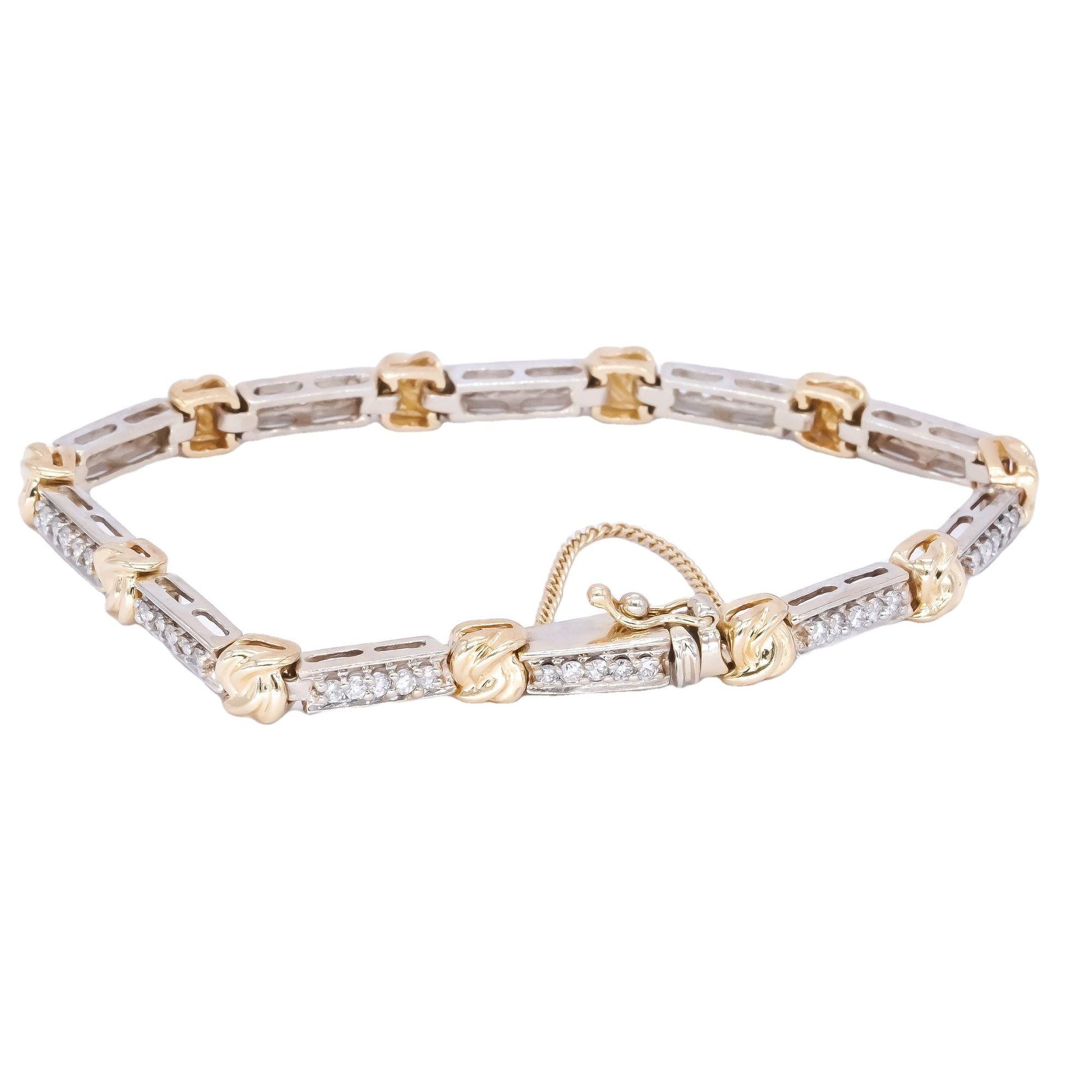 14k Yellow and White Gold 1.0ct Diamond Fancy Formal Tennis Bracelet