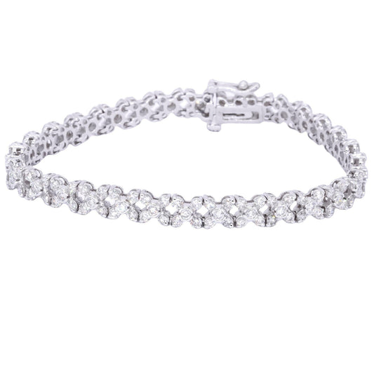 14k White Gold Fancy Formal X Style Tennis Bracelet Sleek Design