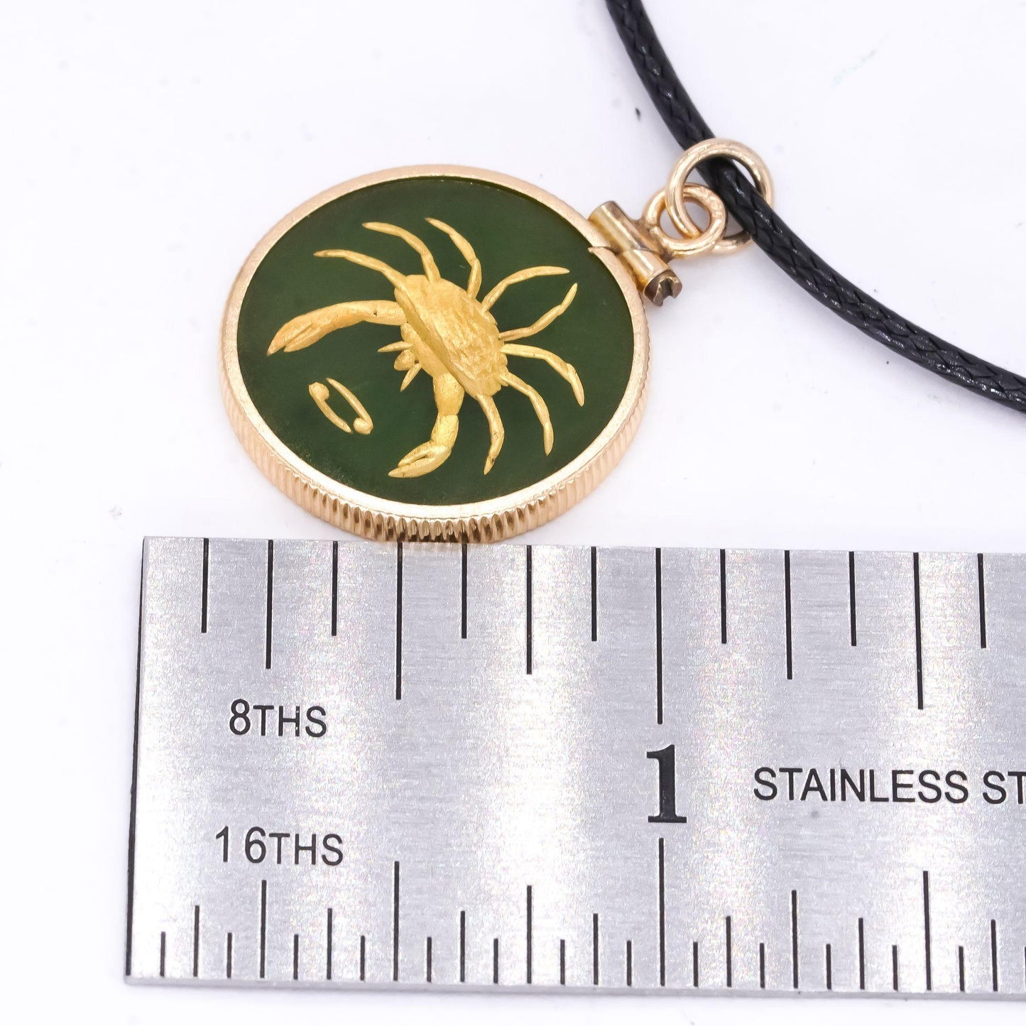 14k Yellow Gold Jewelry Green Stone Zodiac Sign Pendant Necklace