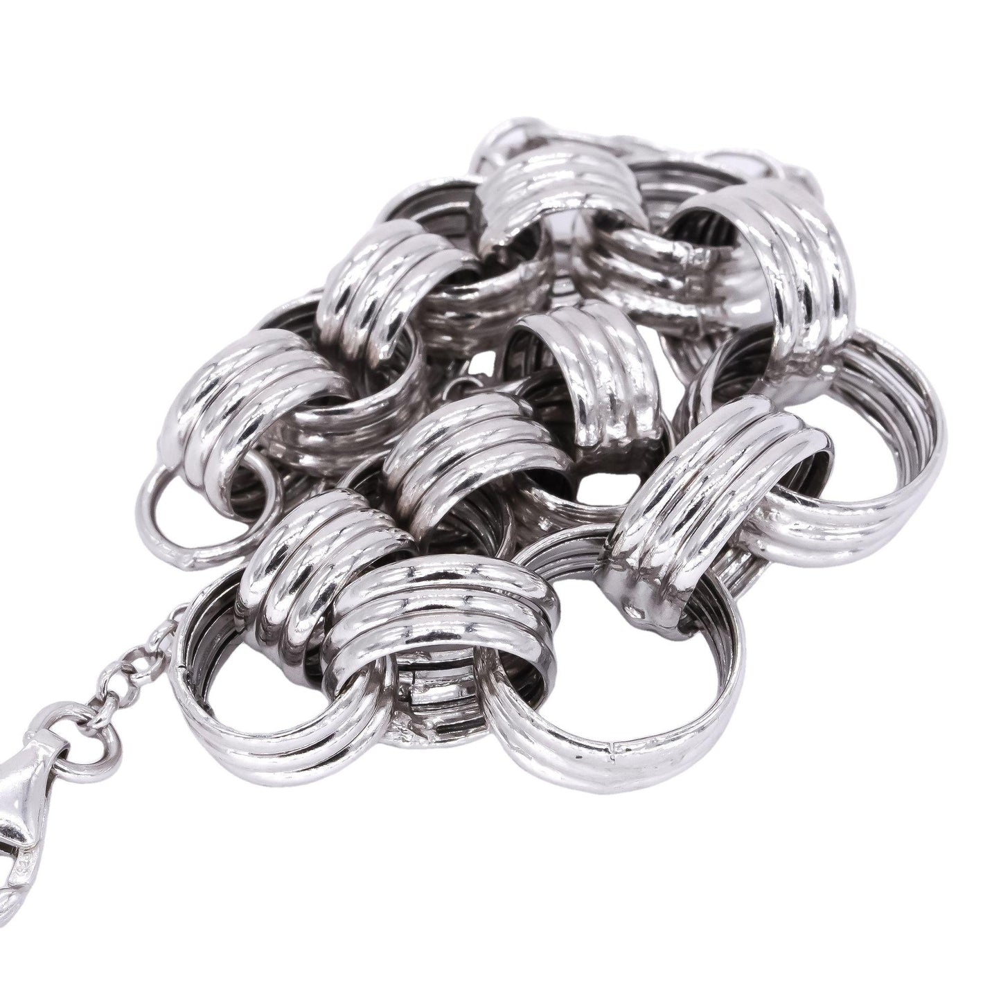 Sterling Silver Jewelry Open Fancy Link Charm Bracelet