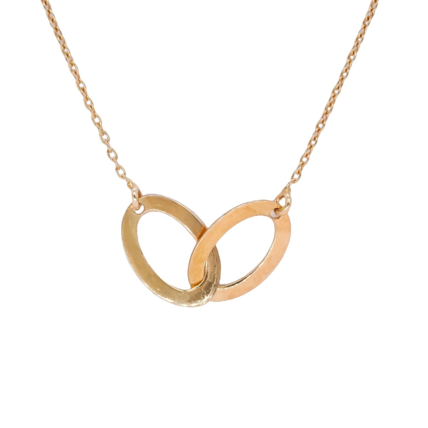 Sterling Silver Gold Plated Interlocking Oval Pendant Necklace