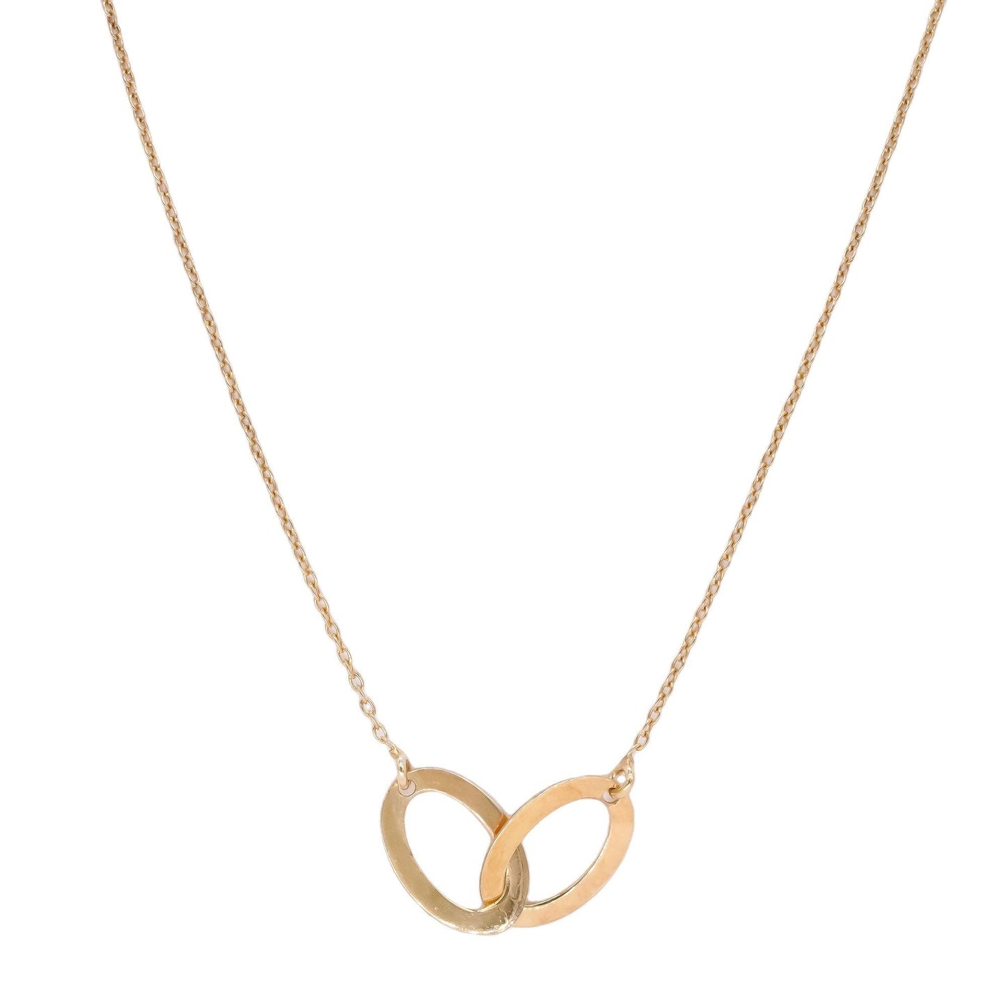 Sterling Silver Gold Plated Interlocking Oval Pendant Necklace