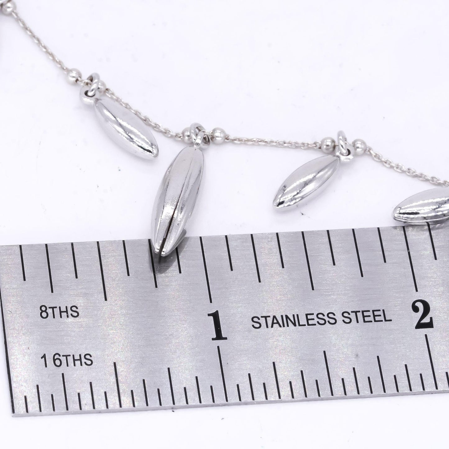 Sterling Silver Jewelry Seven Station Drop Dangle Necklace